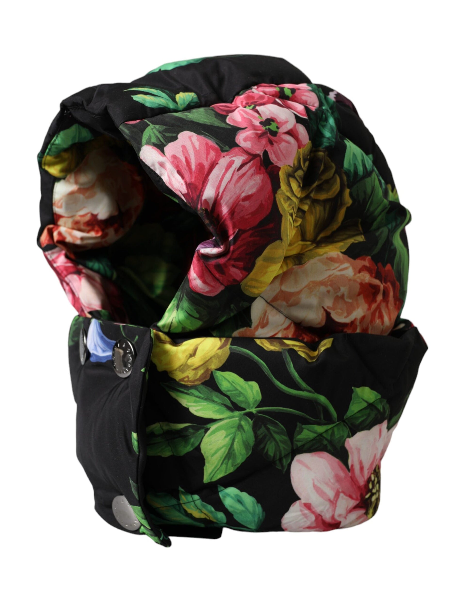 Dolce & Gabbana Black Floral Print Whole Head Wrap Hat Curated Luxury Accessories by Orvyn