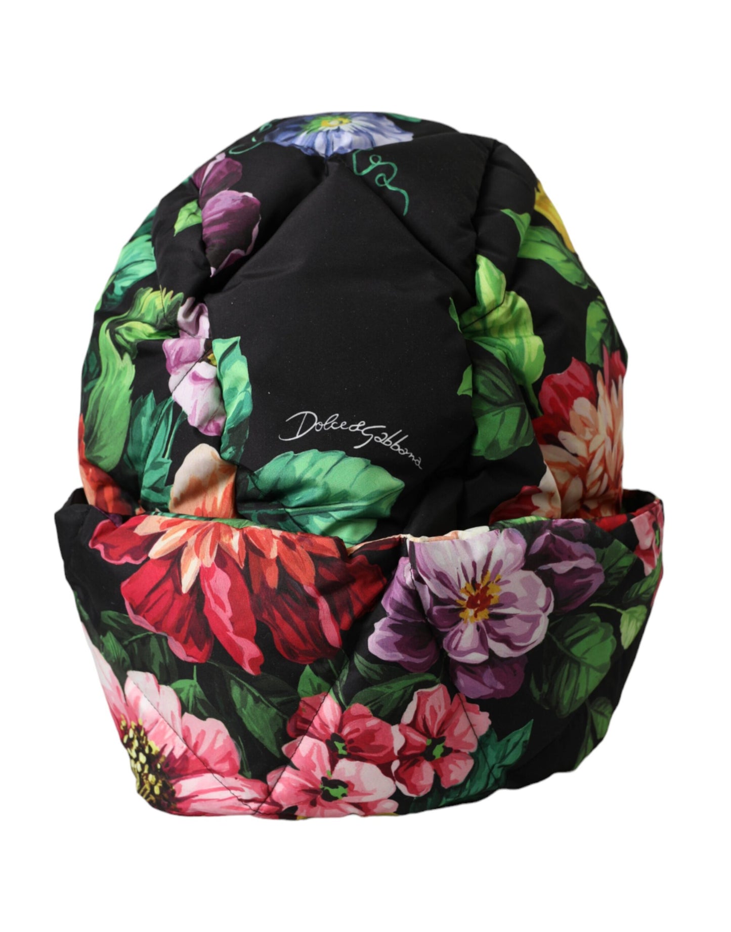 Dolce & Gabbana Black Floral Print Whole Head Wrap Hat Curated Luxury Accessories by Orvyn