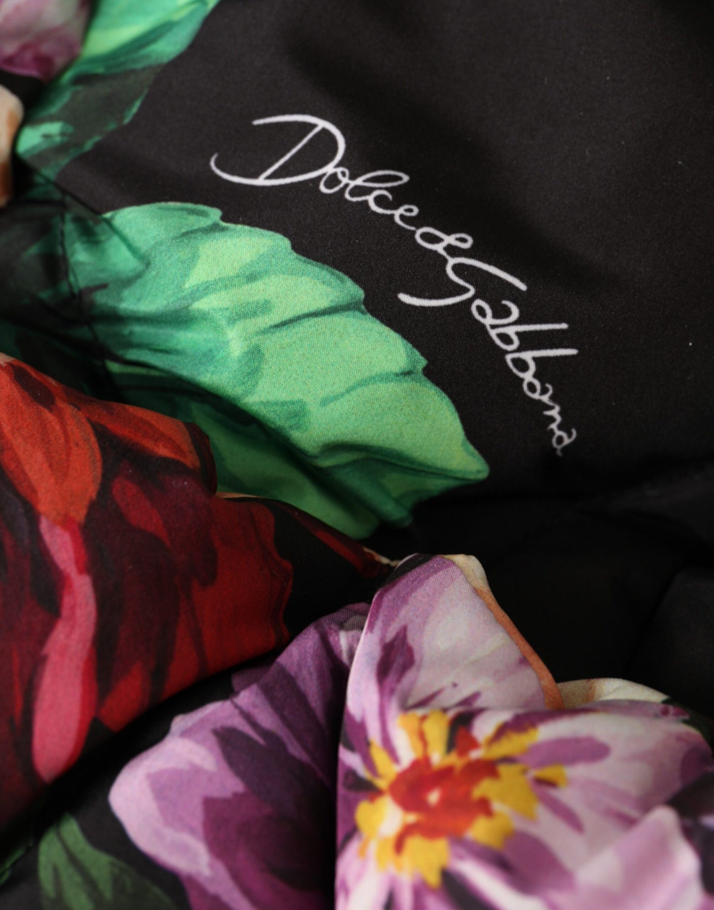 Dolce & Gabbana Black Floral Print Whole Head Wrap Hat Curated Luxury Accessories by Orvyn