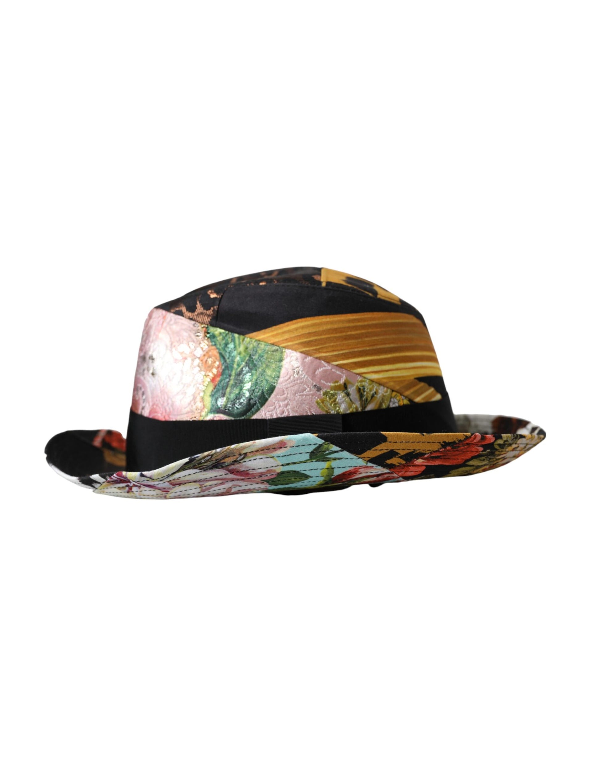 Dolce & Gabbana Multicolor Patchwork Women Fedora Wide Brim Hat Curated Luxury Accessories by Orvyn