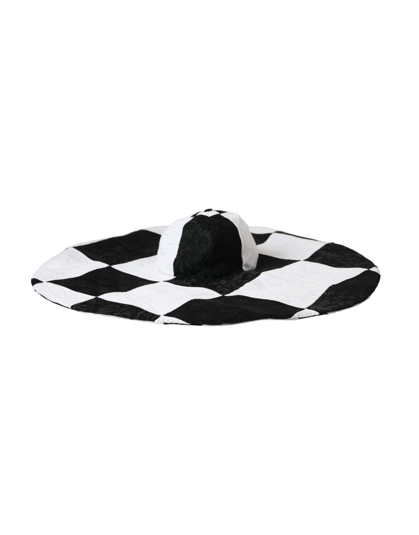 Dolce & Gabbana Black White Checkered Wide Brim Floppy Hat Curated Luxury Accessories by Orvyn