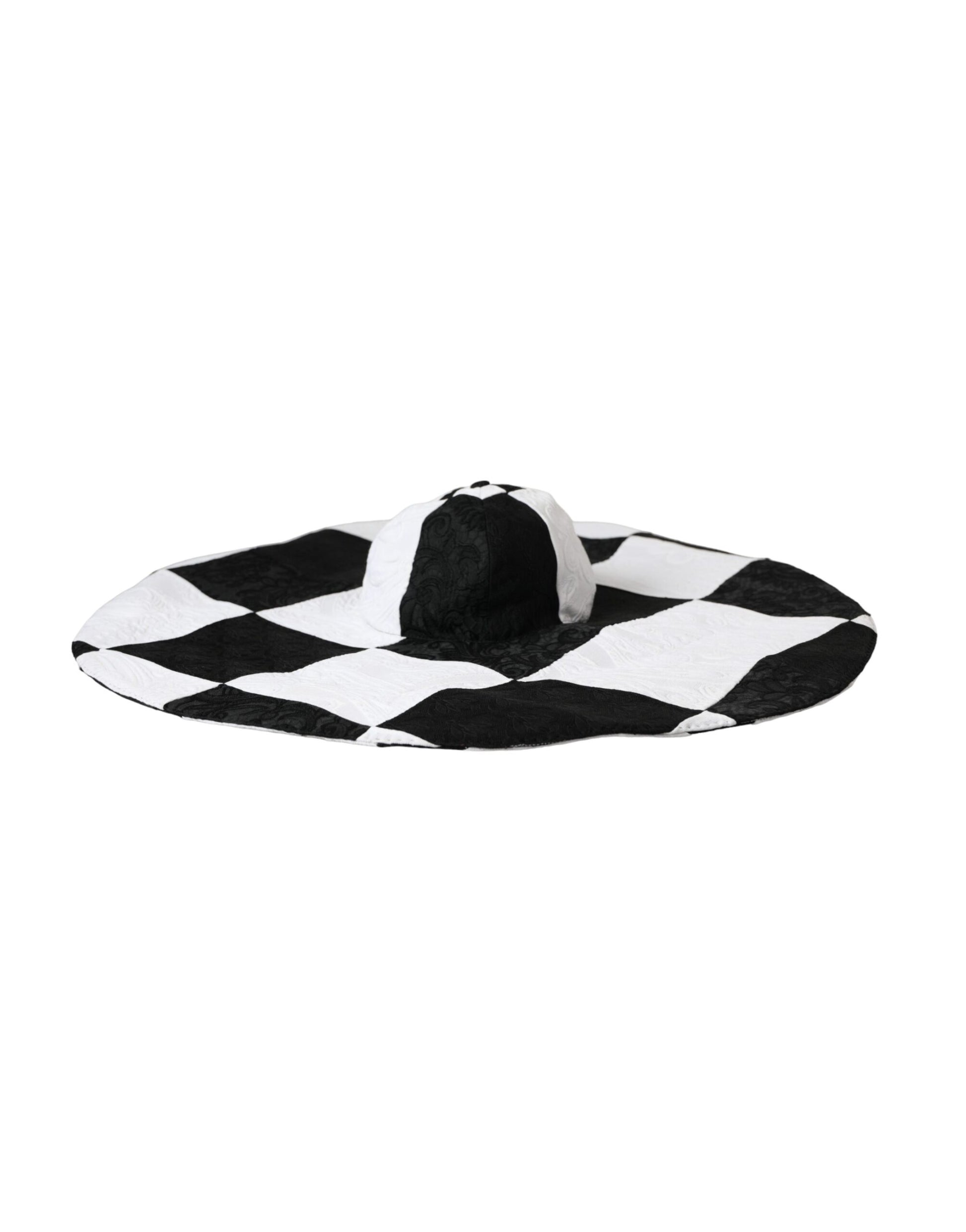 Dolce & Gabbana Black White Checkered Wide Brim Floppy Hat Curated Luxury Accessories by Orvyn