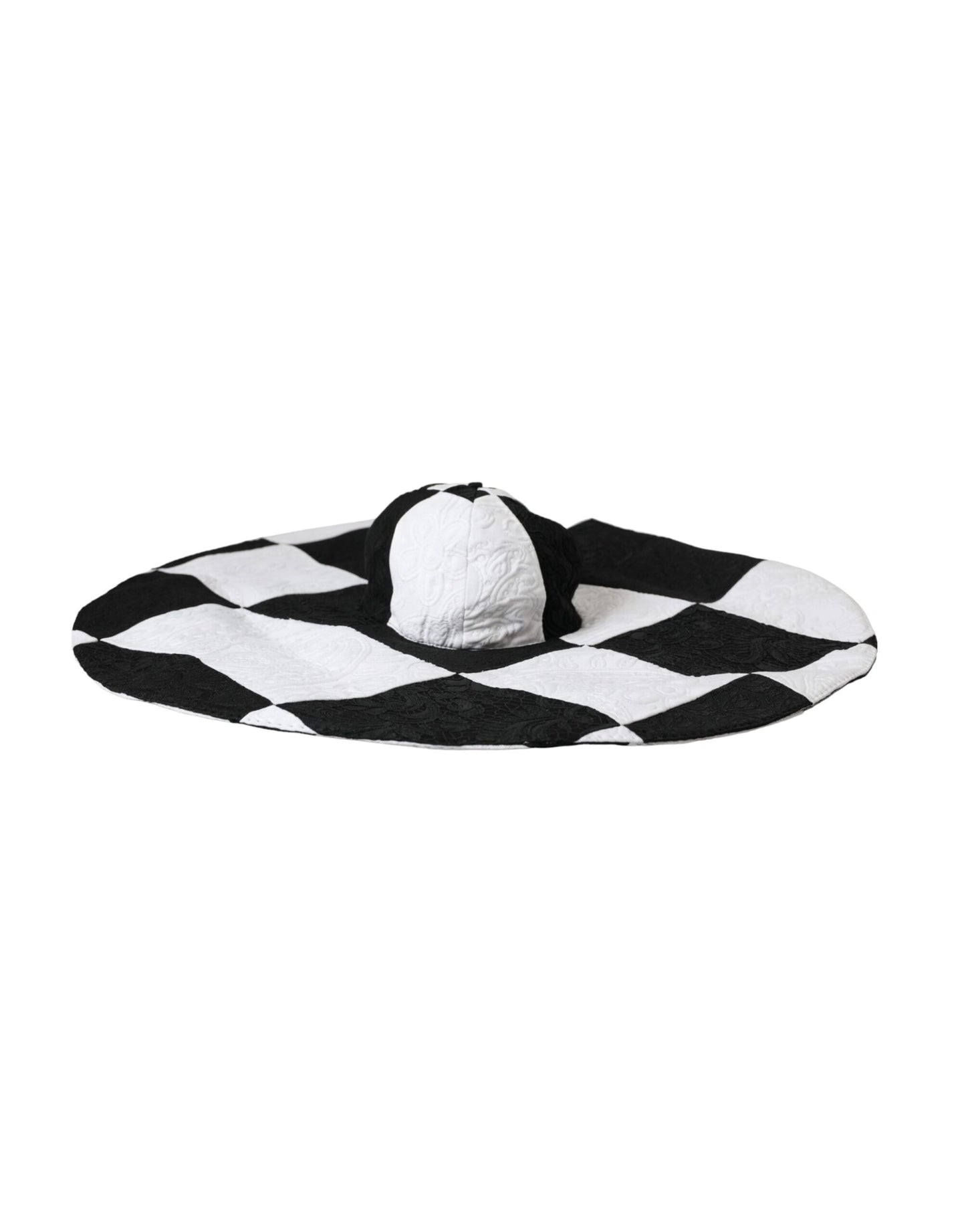 Dolce & Gabbana Black White Checkered Wide Brim Floppy Hat Curated Luxury Accessories by Orvyn