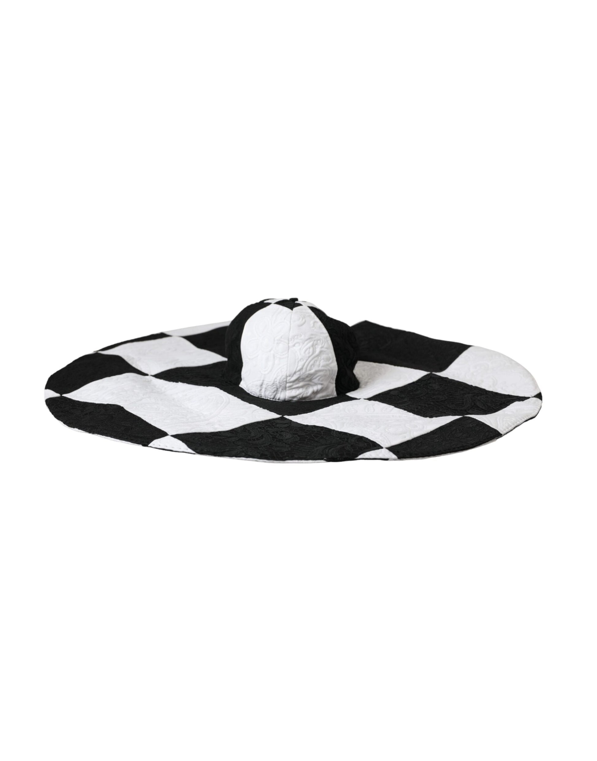 Dolce & Gabbana Black White Checkered Wide Brim Floppy Hat Curated Luxury Accessories by Orvyn