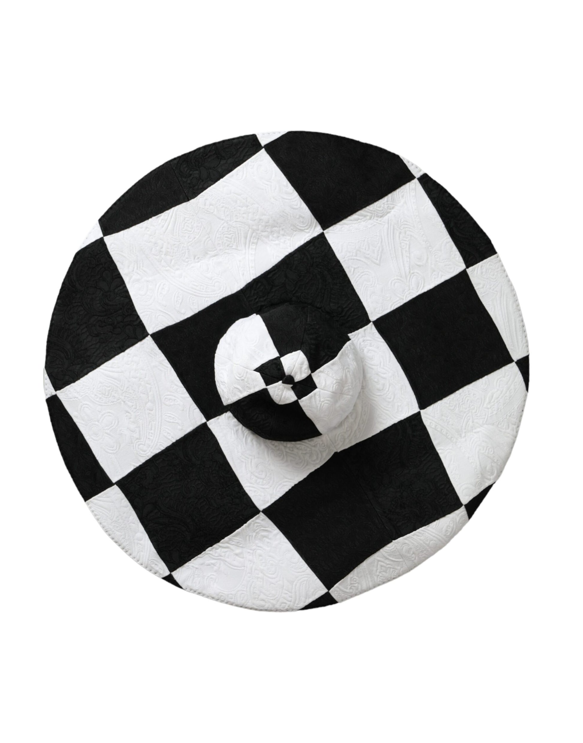 Dolce & Gabbana Black White Checkered Wide Brim Floppy Hat Curated Luxury Accessories by Orvyn