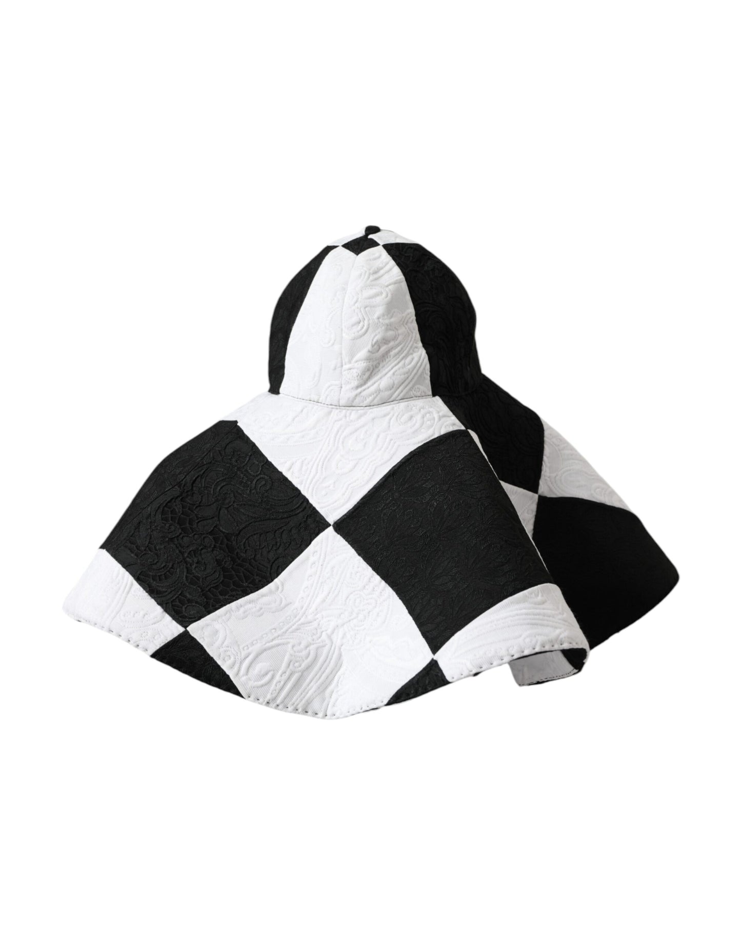 Dolce & Gabbana Black White Checkered Wide Brim Floppy Hat Curated Luxury Accessories by Orvyn