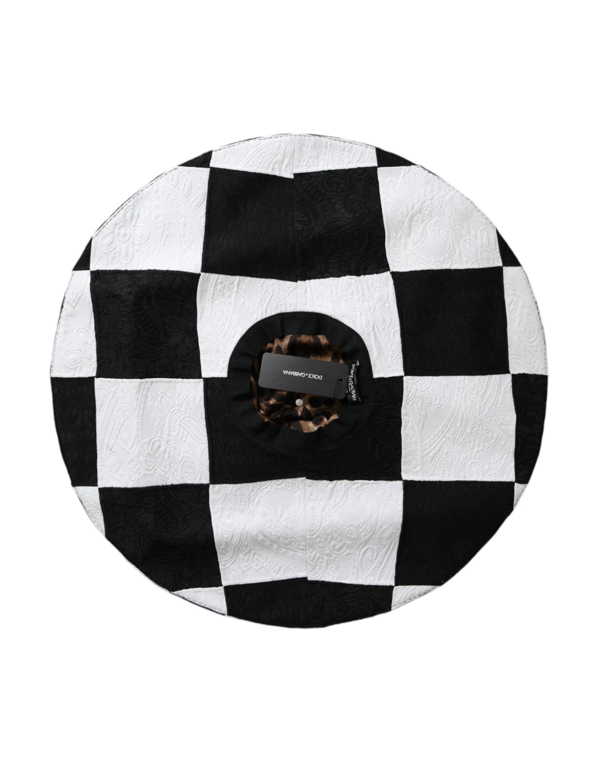 Dolce & Gabbana Black White Checkered Wide Brim Floppy Hat Curated Luxury Accessories by Orvyn
