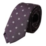 Dolce & Gabbana Purple 100% Silk Polka Dot Adjustable Men Tie lila