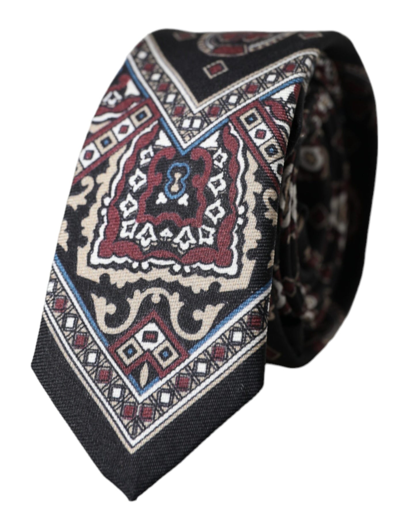 Dolce & Gabbana Black Printed 100% Silk Adjustable Men Tie Curated Luxury Accessories by Orvyn
