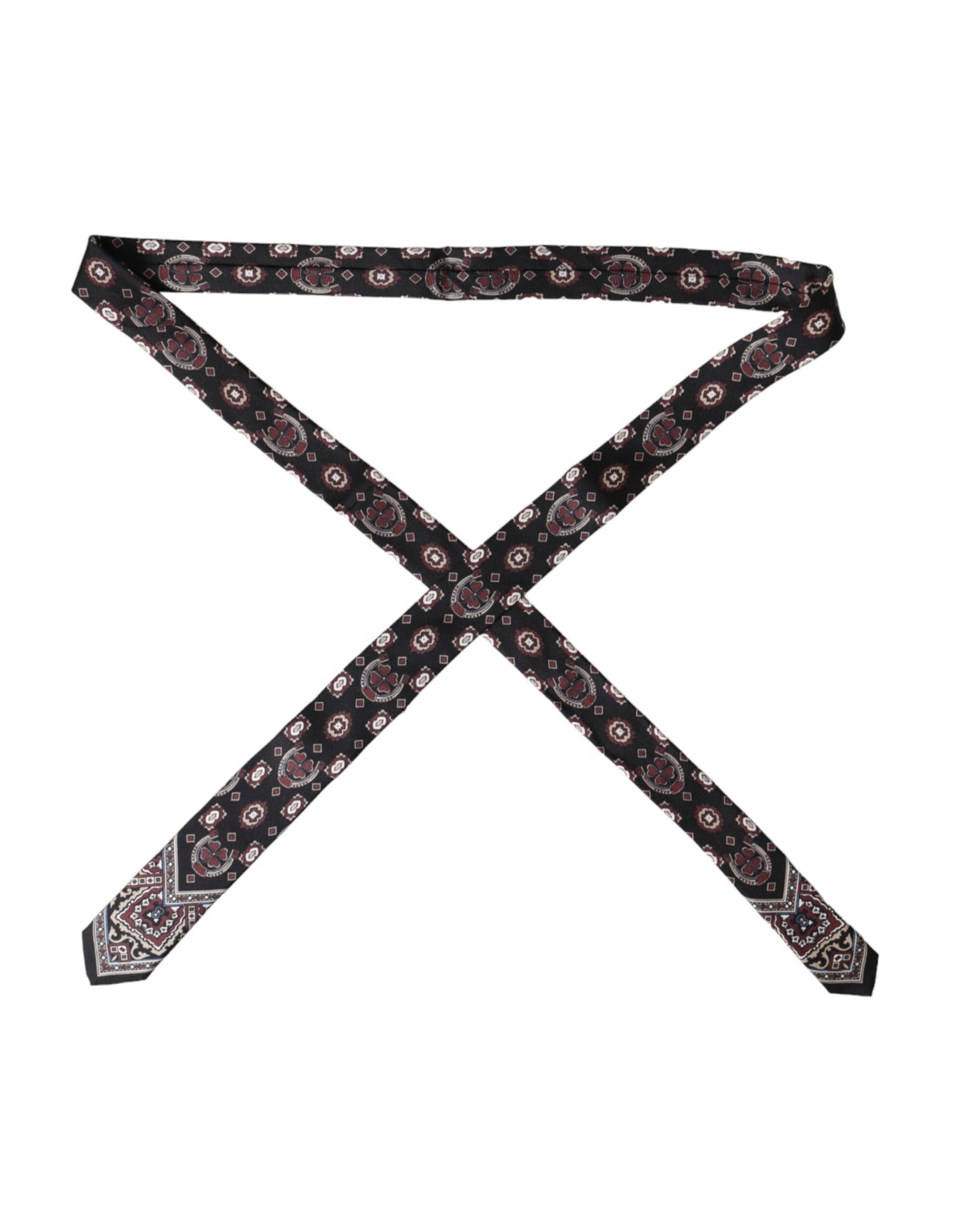 Dolce & Gabbana Black Printed 100% Silk Adjustable Men Tie Curated Luxury Accessories by Orvyn