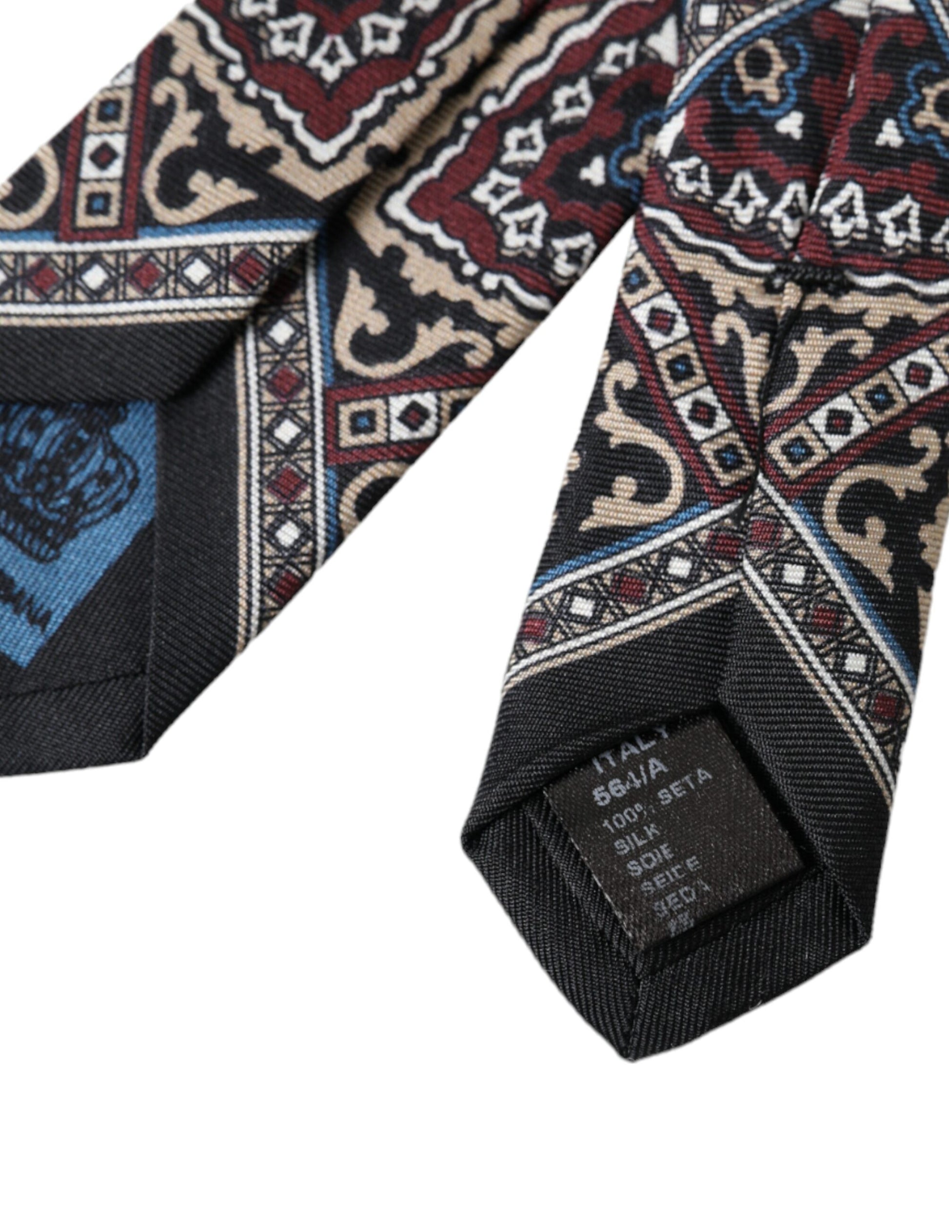 Dolce & Gabbana Black Printed 100% Silk Adjustable Men Tie Curated Luxury Accessories by Orvyn