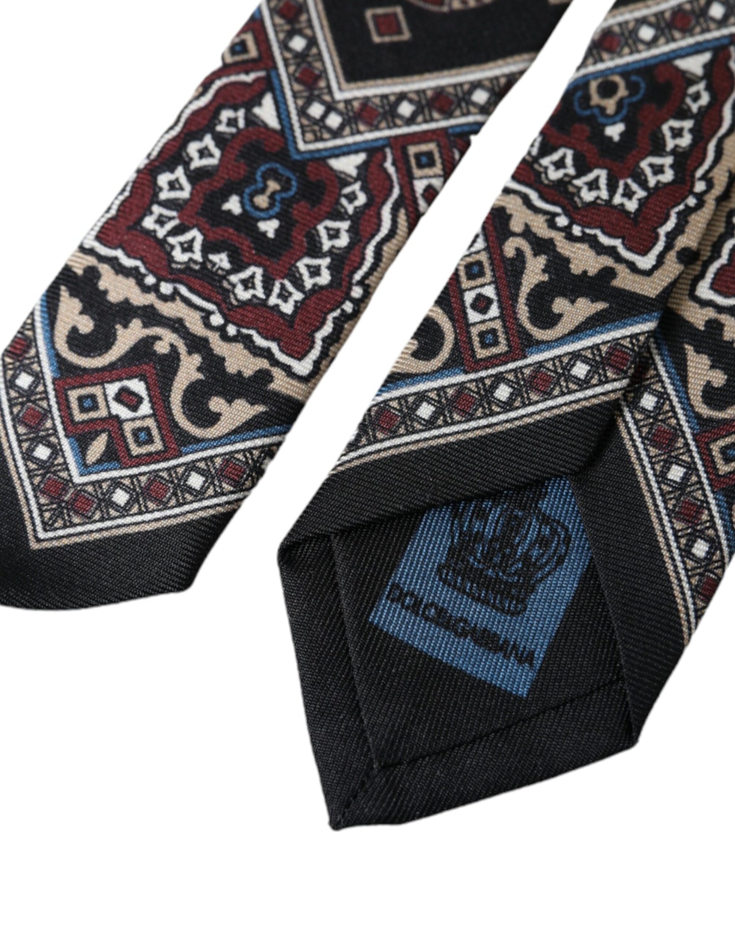 Dolce & Gabbana Black Printed 100% Silk Adjustable Men Tie Curated Luxury Accessories by Orvyn