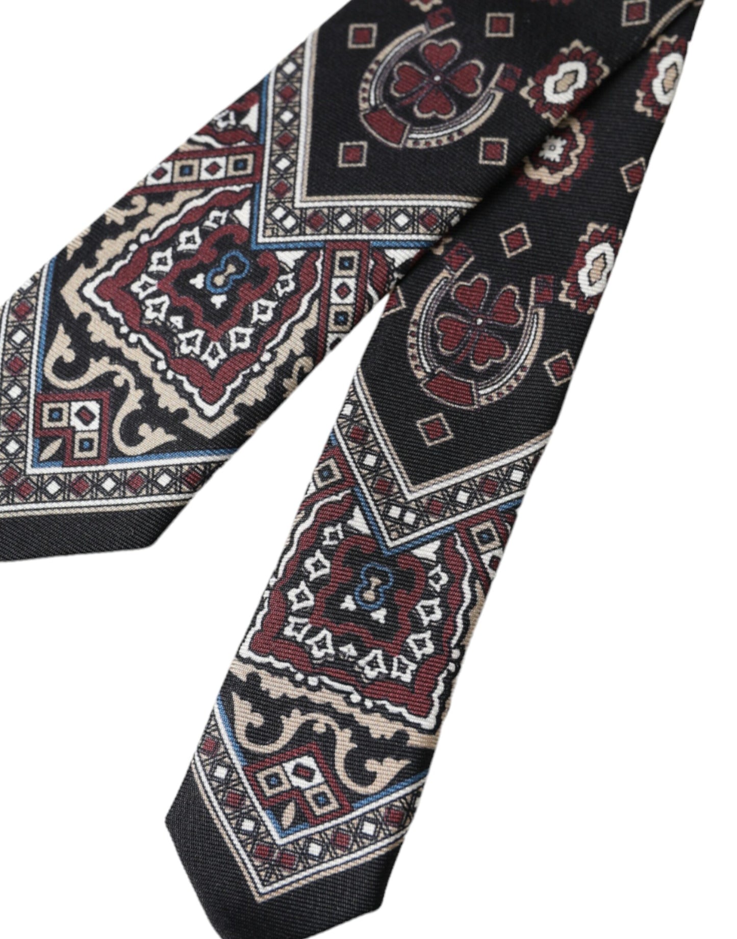 Dolce & Gabbana Black Printed 100% Silk Adjustable Men Tie Curated Luxury Accessories by Orvyn