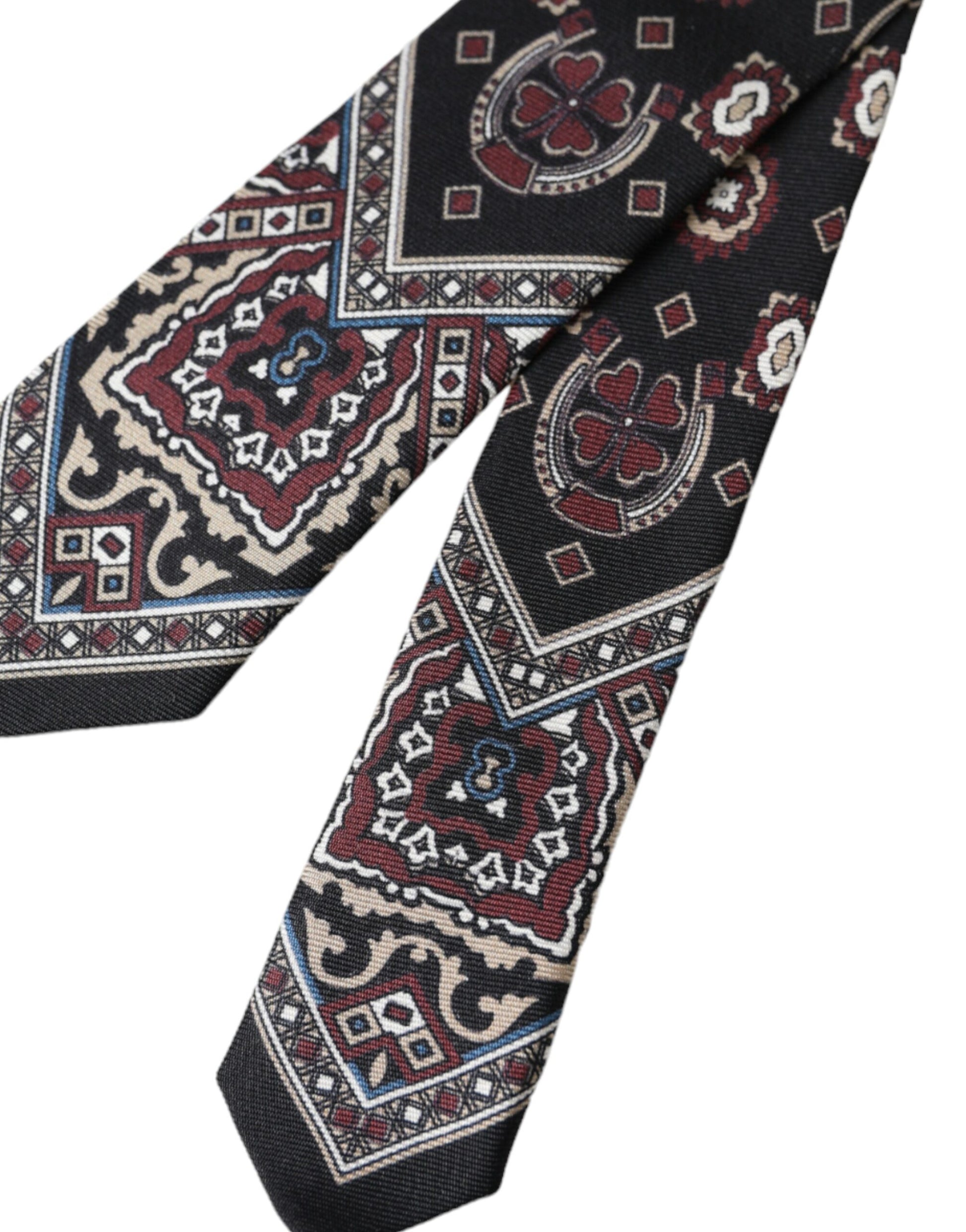 Dolce & Gabbana Black Printed 100% Silk Adjustable Men Tie Curated Luxury Accessories by Orvyn