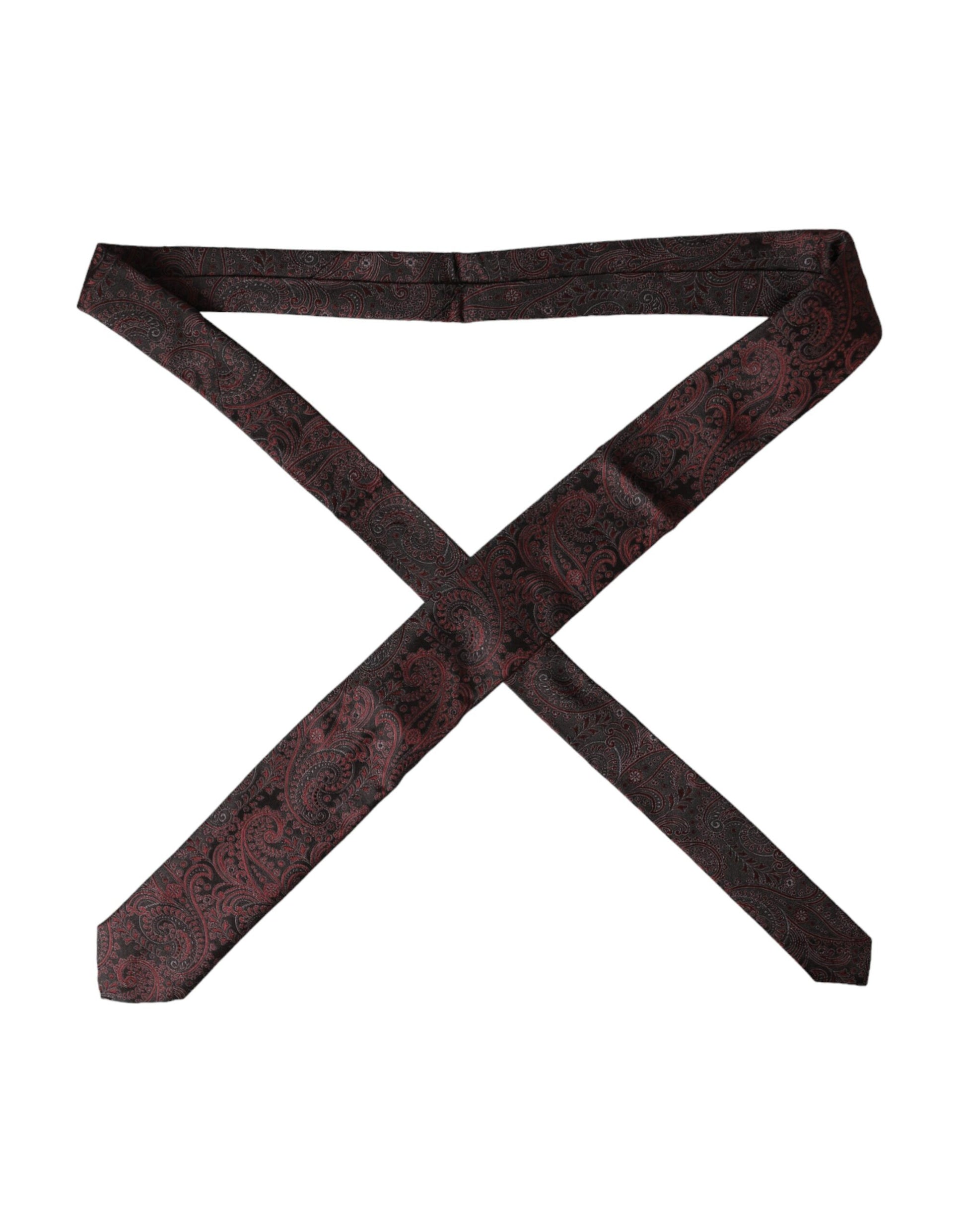 Dolce & Gabbana Bordeaux Patterned Silk Adjustable Men Tie Curated Luxury Accessories by Orvyn