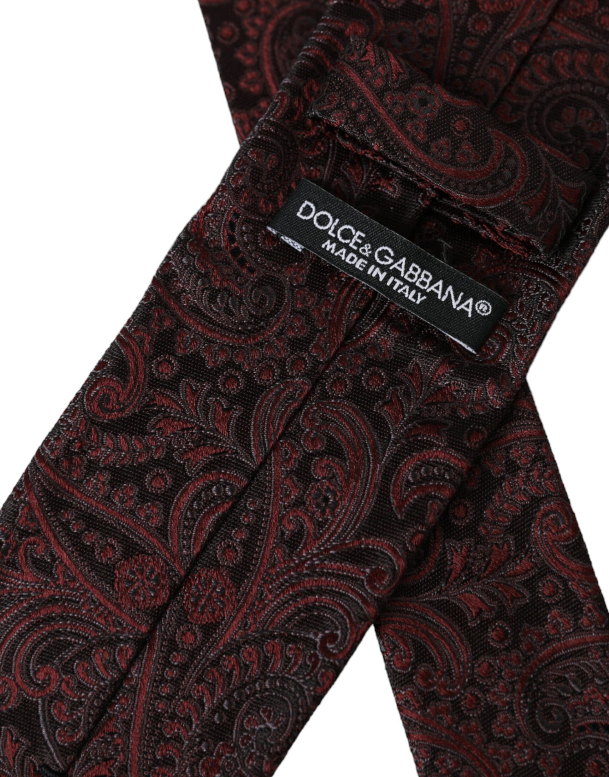 Dolce & Gabbana Bordeaux Patterned Silk Adjustable Men Tie Curated Luxury Accessories by Orvyn