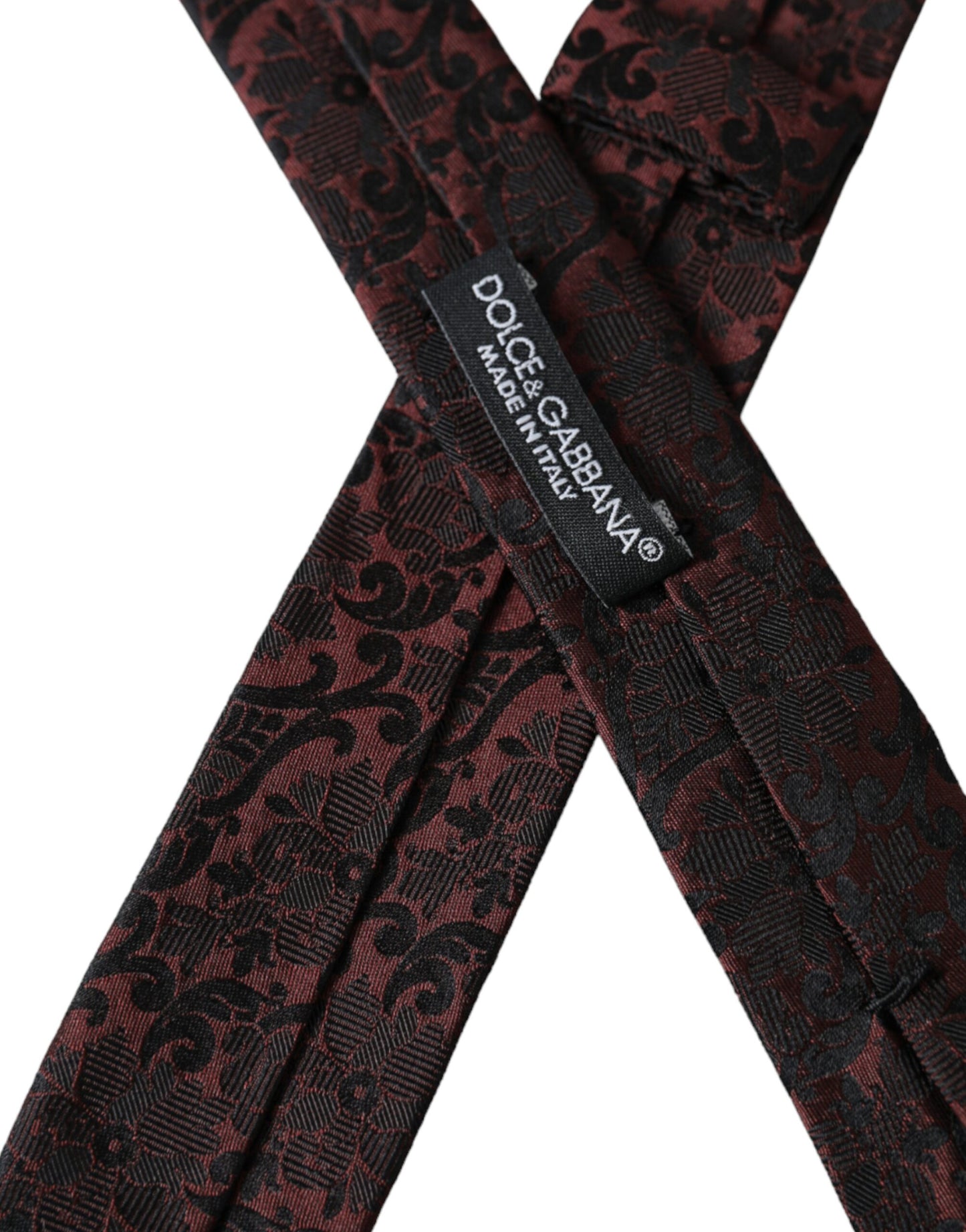 Dolce & Gabbana Maroon Floral Fantasy Silk Adjustable Men Tie Curated Luxury Accessories by Orvyn