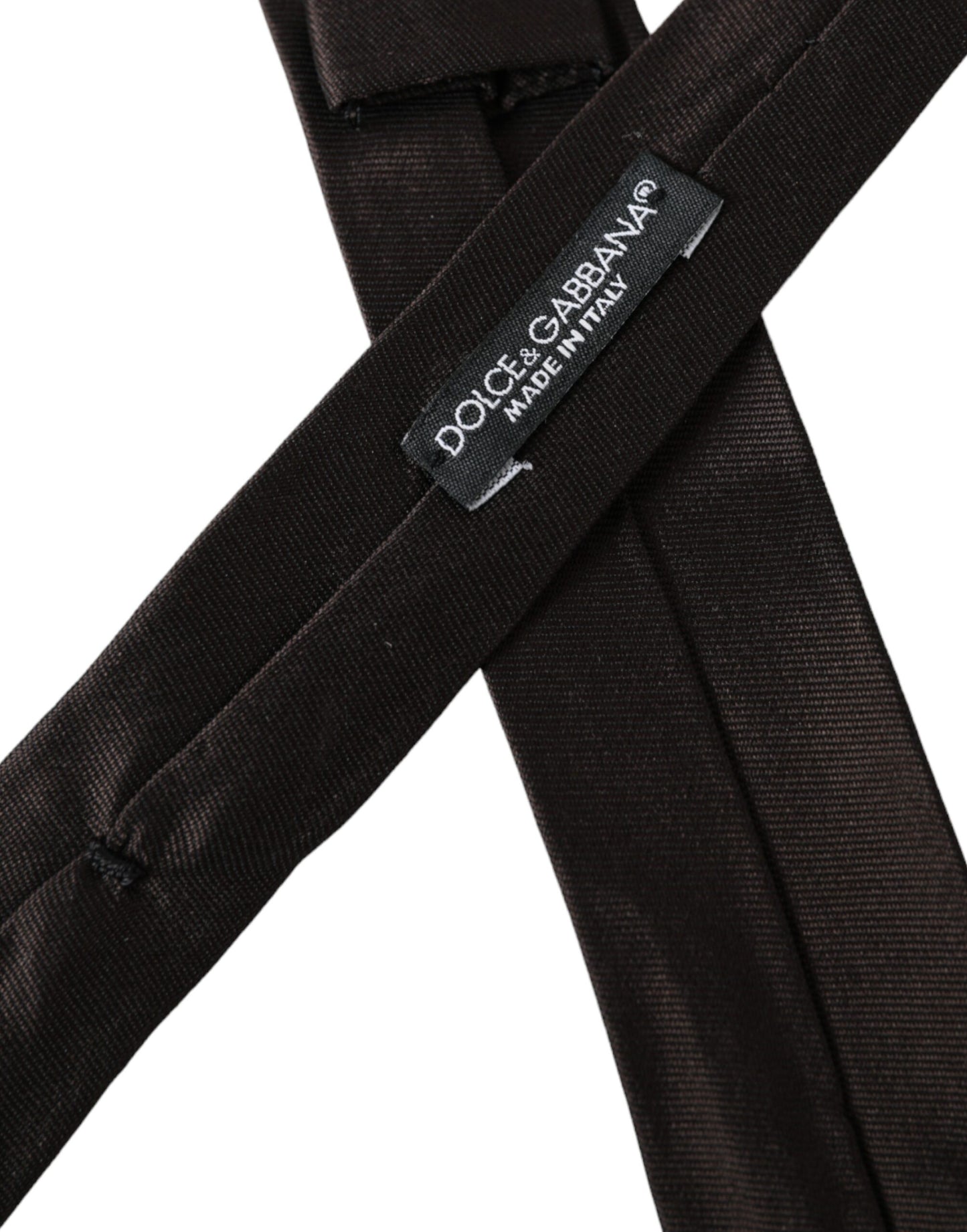 Dolce & Gabbana Brown Solid 100% Silk Adjustable Tie Curated Luxury Accessories by Orvyn