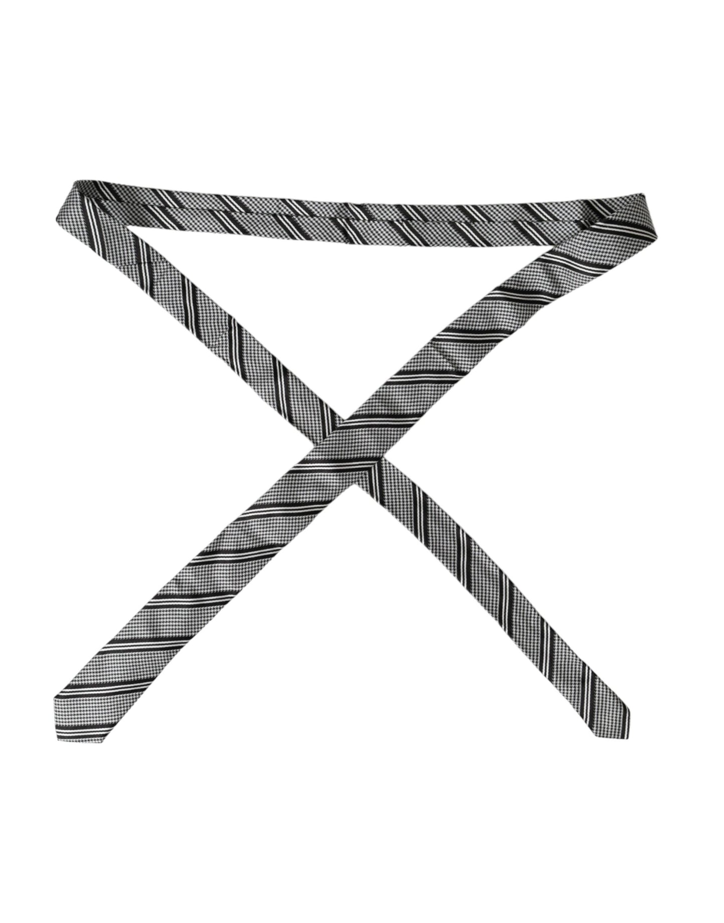 Dolce & Gabbana Black White Stripes Silk Adjustable Tie Curated Luxury Accessories by Orvyn