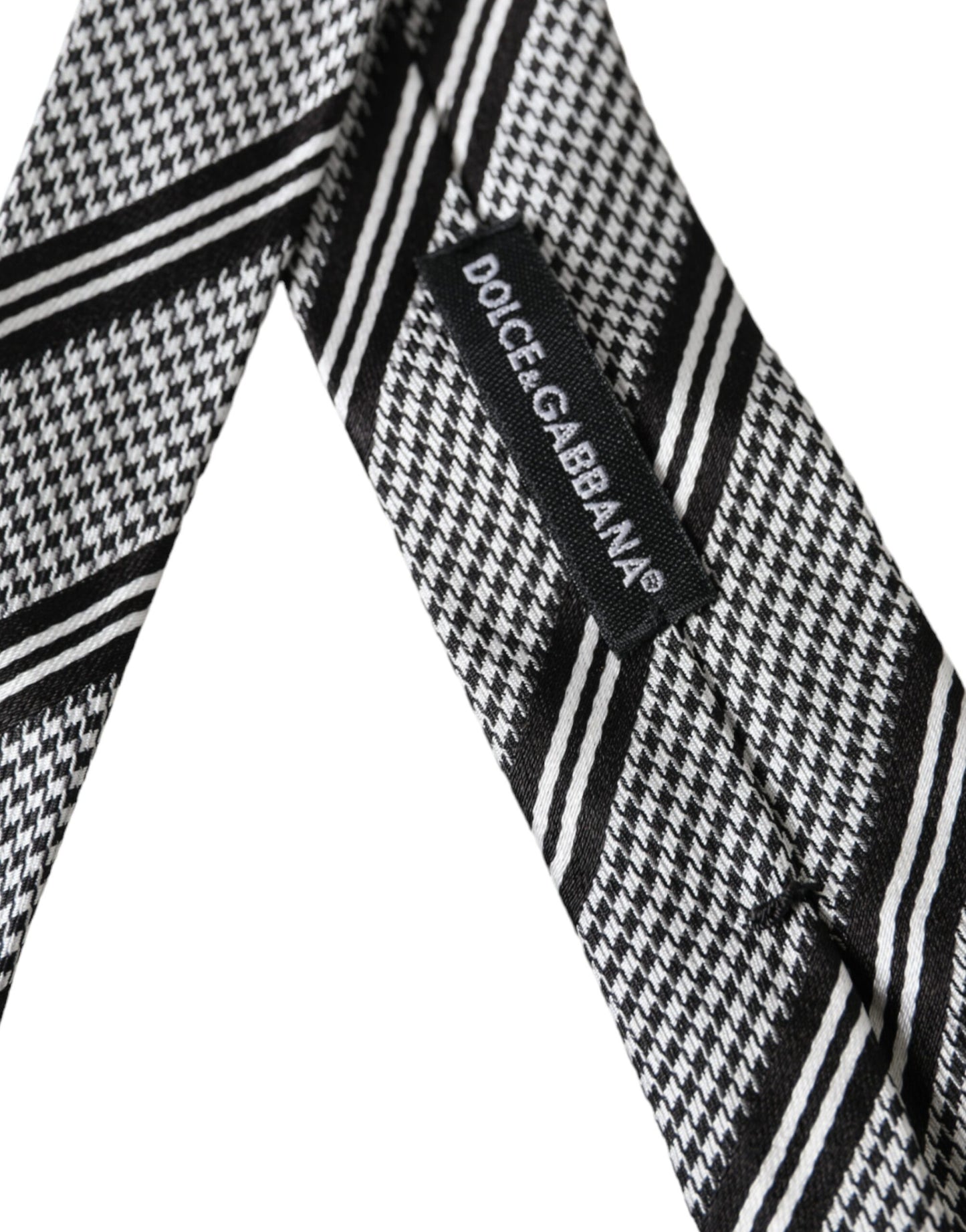 Dolce & Gabbana Black White Stripes Silk Adjustable Tie Curated Luxury Accessories by Orvyn