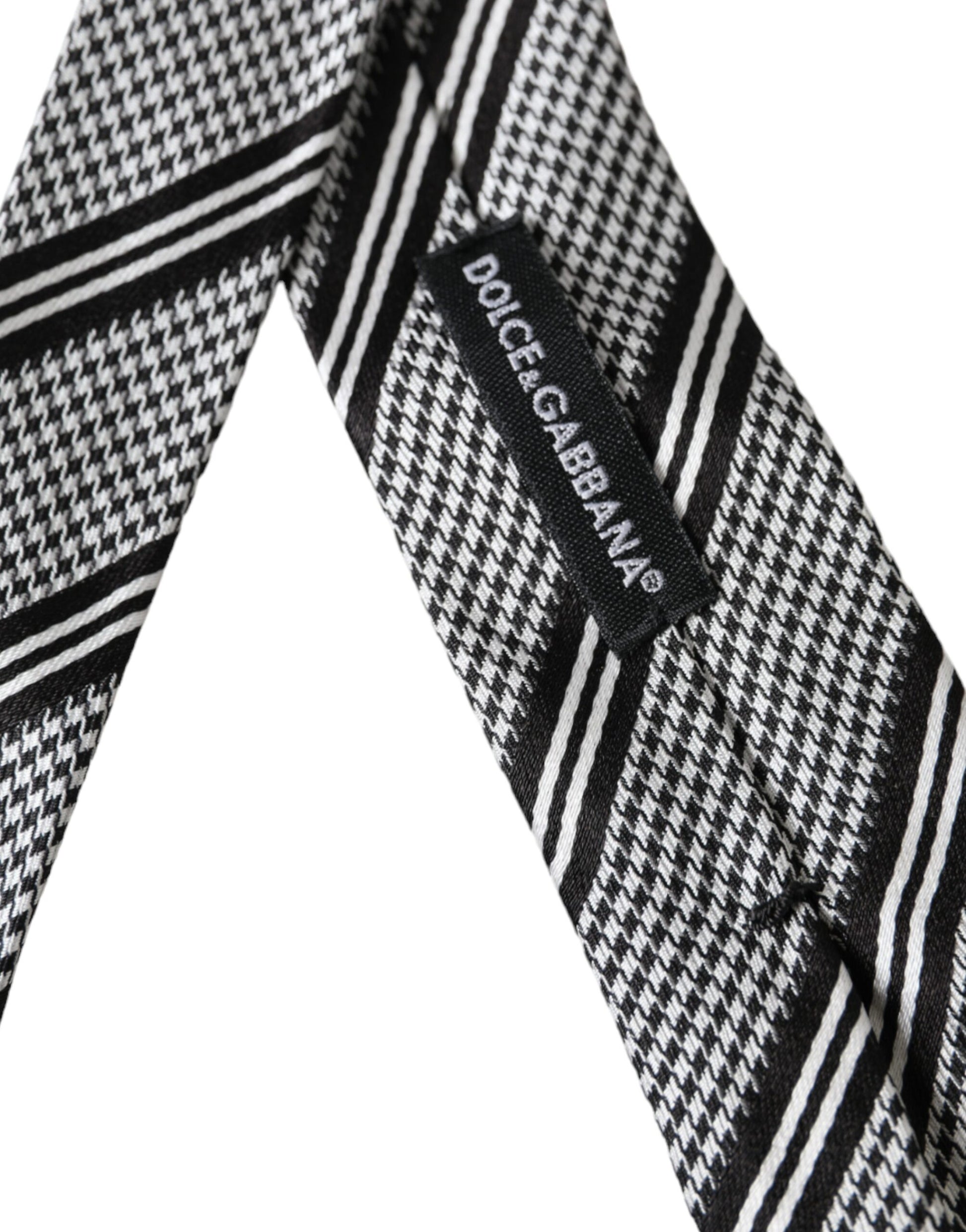 Dolce & Gabbana Black White Stripes Silk Adjustable Tie Curated Luxury Accessories by Orvyn