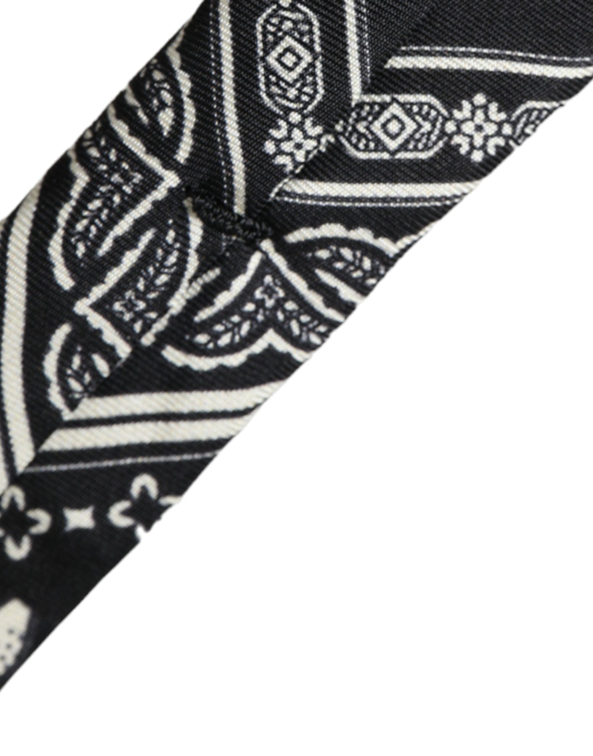 Dolce & Gabbana Black Patterned 100%Silk Adjustable Tie Curated Luxury Accessories by Orvyn