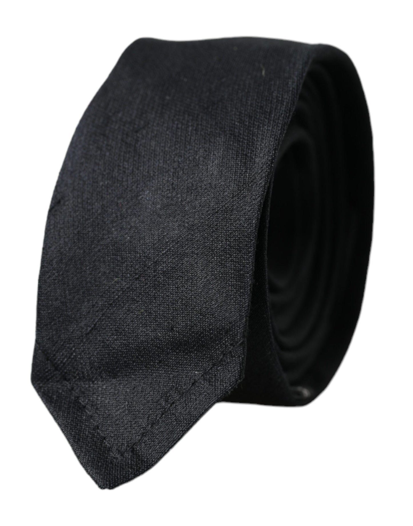 Dolce & Gabbana Black Solid 100% Silk Adjustable Tie schwarz