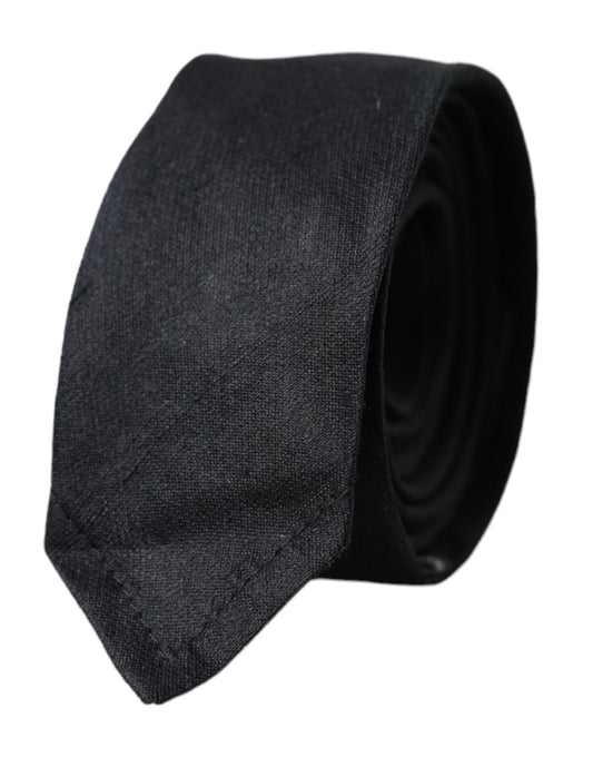 Dolce & Gabbana Black Solid 100% Silk Adjustable Tie schwarz