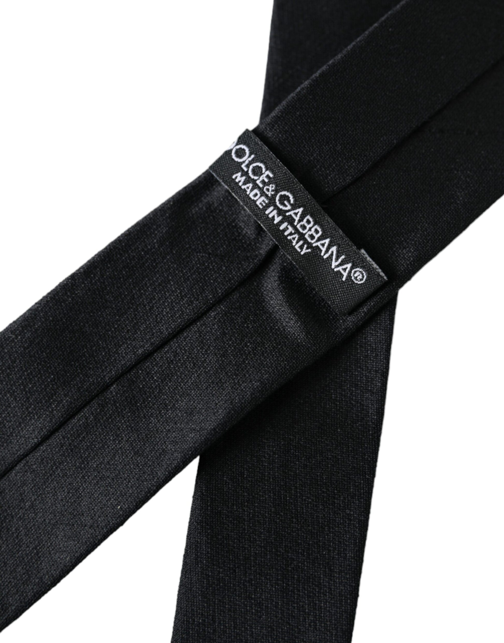 Dolce & Gabbana Black Solid 100% Silk Adjustable Tie schwarz