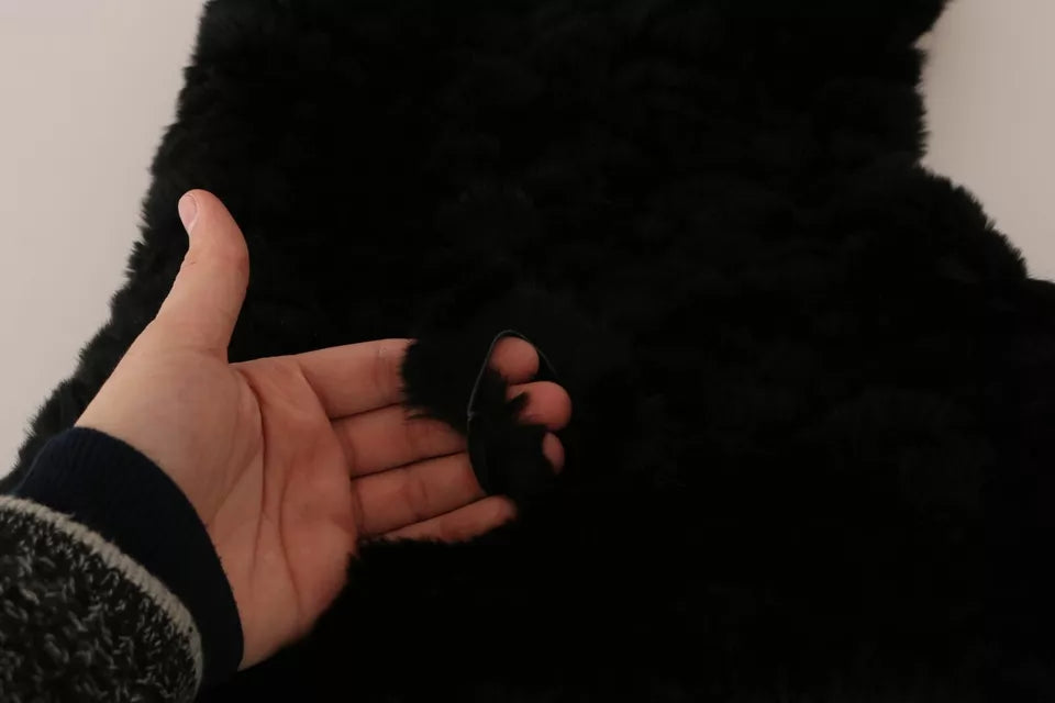 Dolce & Gabbana Black Silver Fox Fur Cashmere Hooded Scarf Curated Luxury Accessories by Orvyn