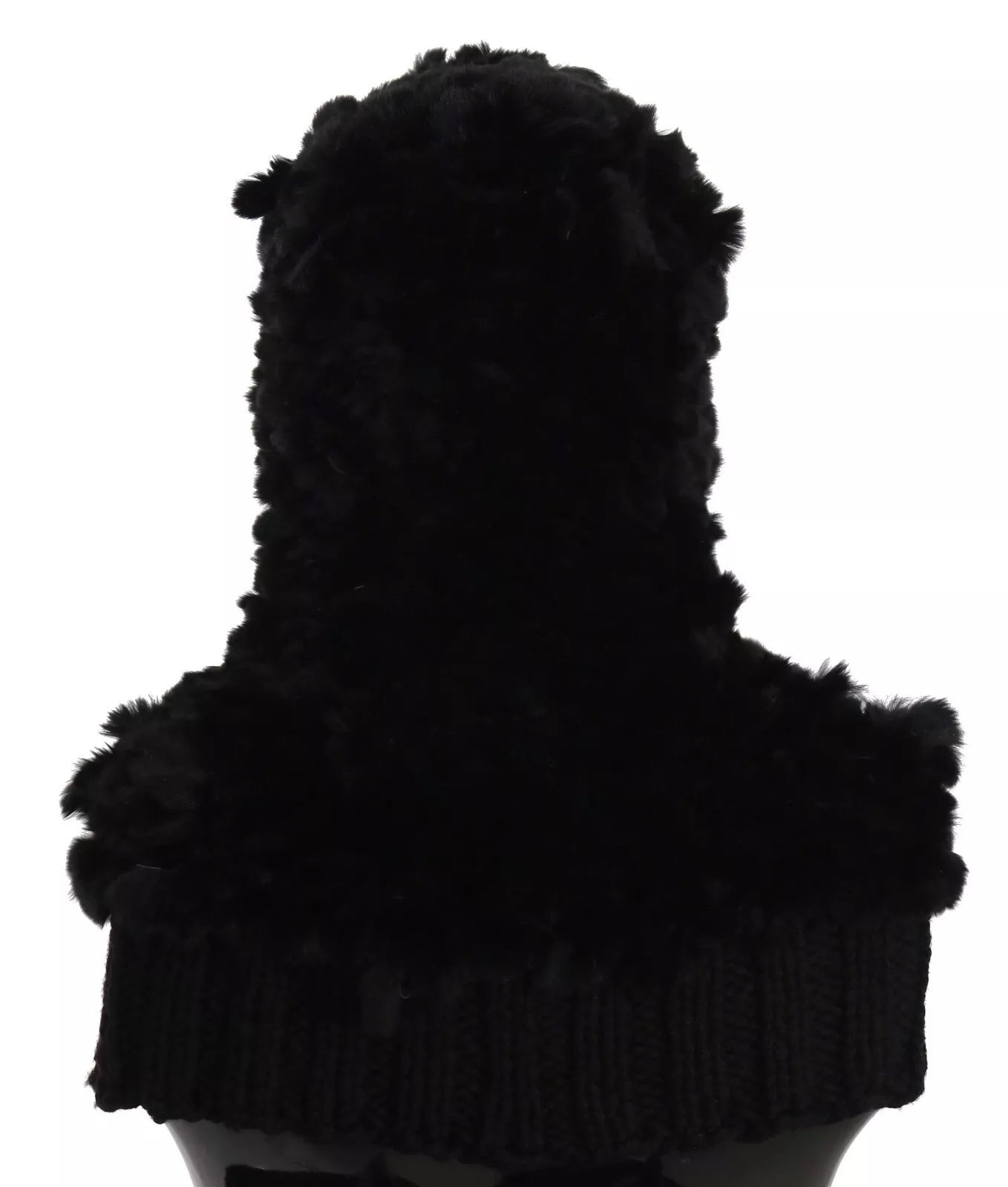 Dolce & Gabbana Black Silver Fox Fur Cashmere Hooded Scarf Curated Luxury Accessories by Orvyn