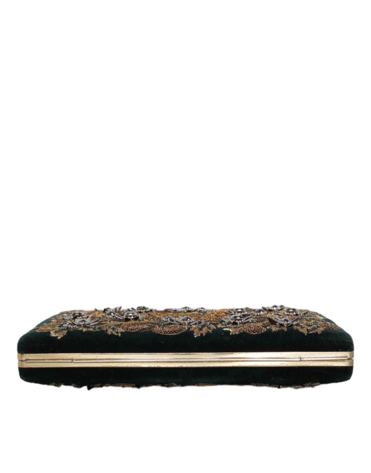 Dolce & Gabbana Black Velvet Gold Frame Clutch Evening Party Purse Bag Curated Luxury Accessories by Orvyn
