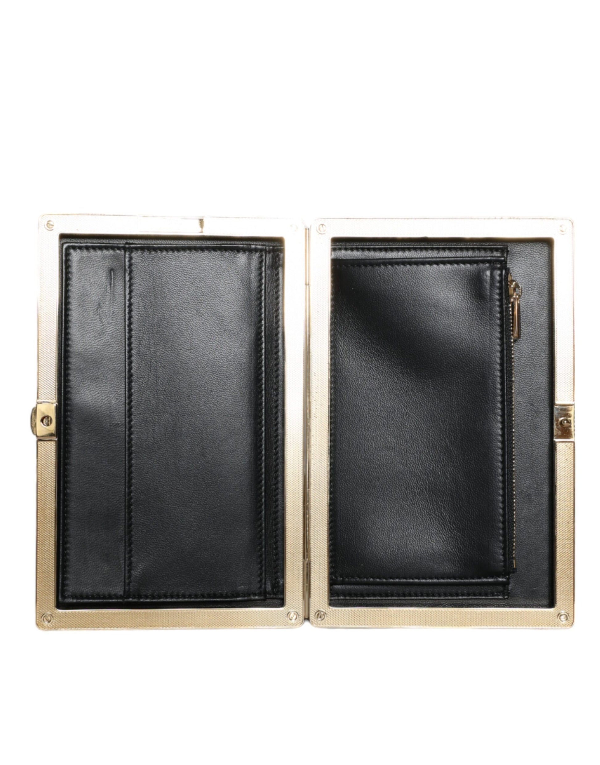 Dolce & Gabbana Black Velvet Gold Frame Clutch Evening Party Purse Bag Curated Luxury Accessories by Orvyn
