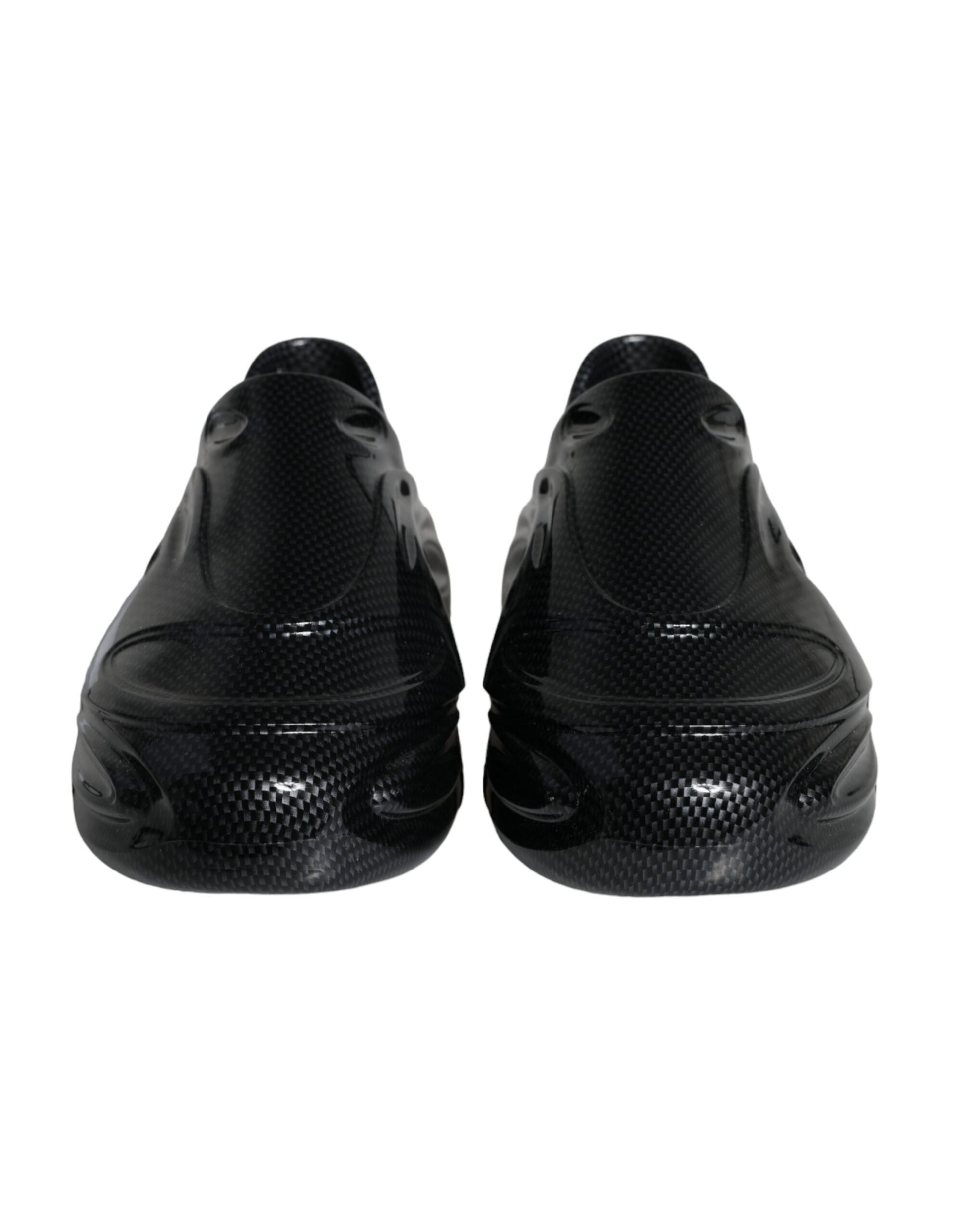 Dolce & Gabbana Black Foiled Rubber Toy Low Top Men Sneakers Shoes Curated Luxury Accessories by Orvyn