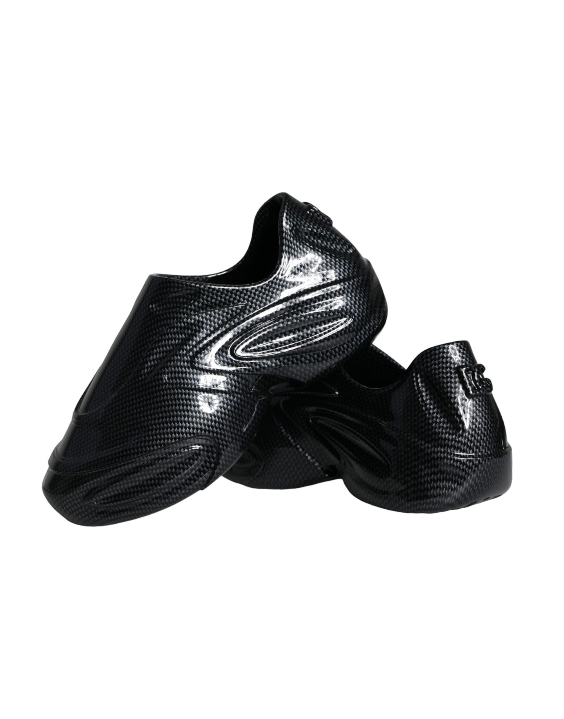 Dolce & Gabbana Black Foiled Rubber Toy Low Top Men Sneakers Shoes Curated Luxury Accessories by Orvyn