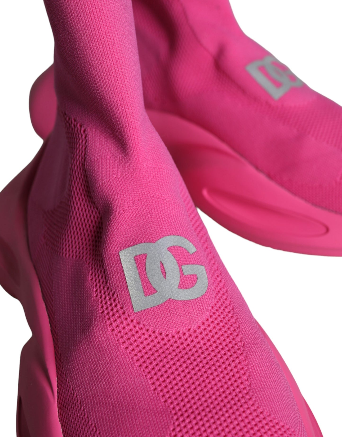 Dolce & Gabbana Pink Logo Print Slip On Socks Sneakers Shoes Curated Luxury Accessories by Orvyn
