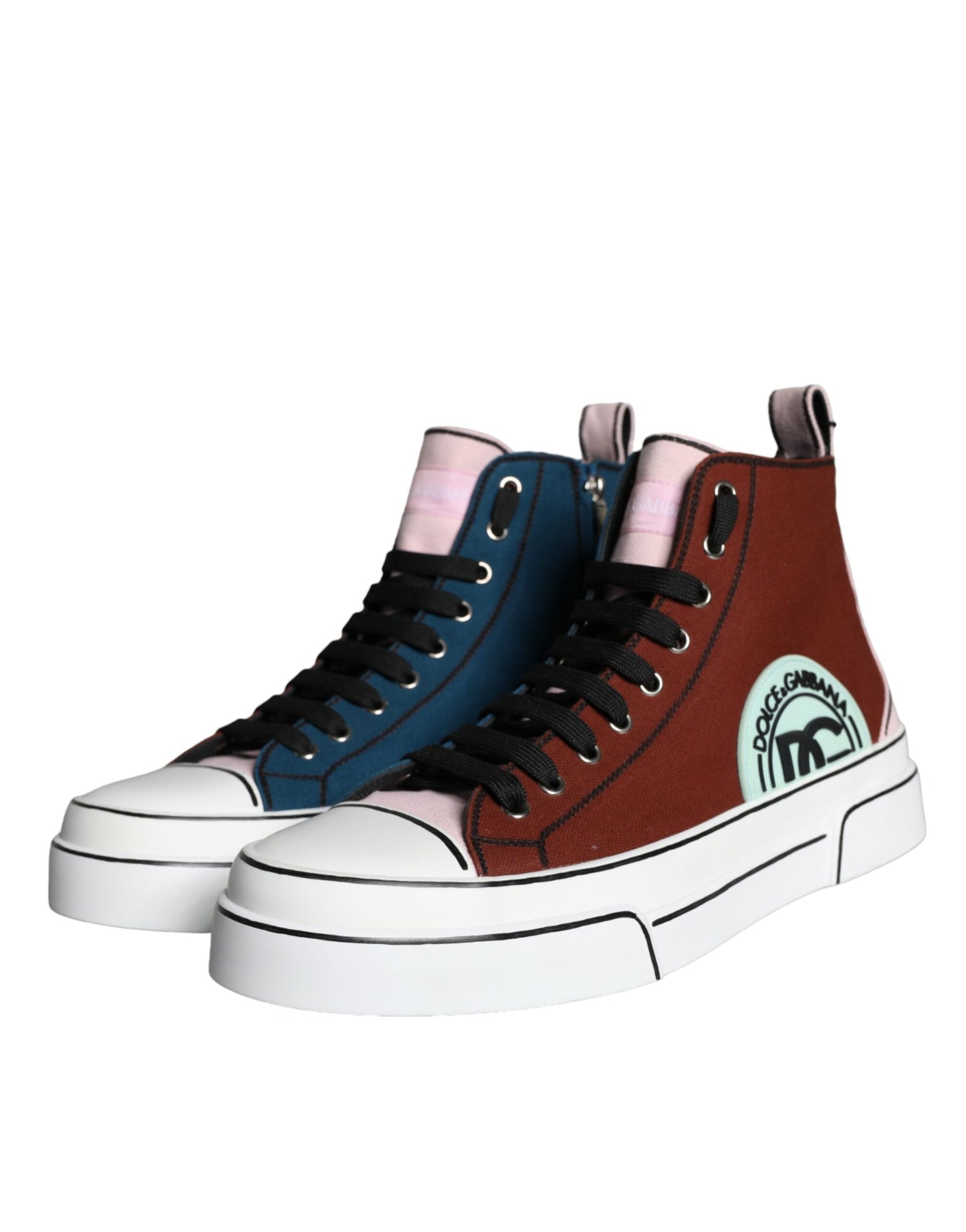 Dolce & Gabbana Multicolor Patchwork High Top Sneaker Shoes Curated Luxury Accessories by Orvyn