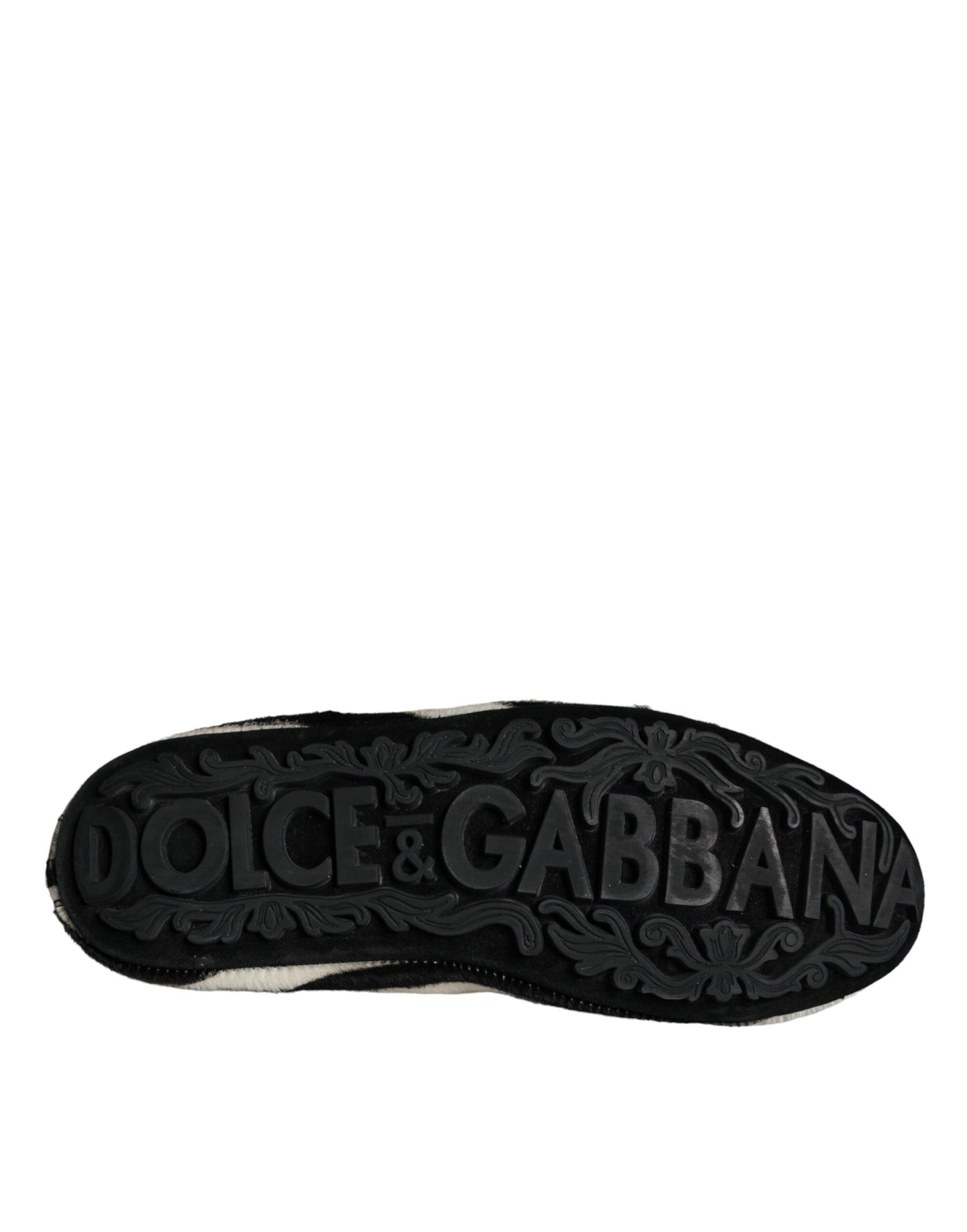 Dolce & Gabbana Black White Calf Fur Slip On Loafers Men Shoes Curated Luxury Accessories by Orvyn