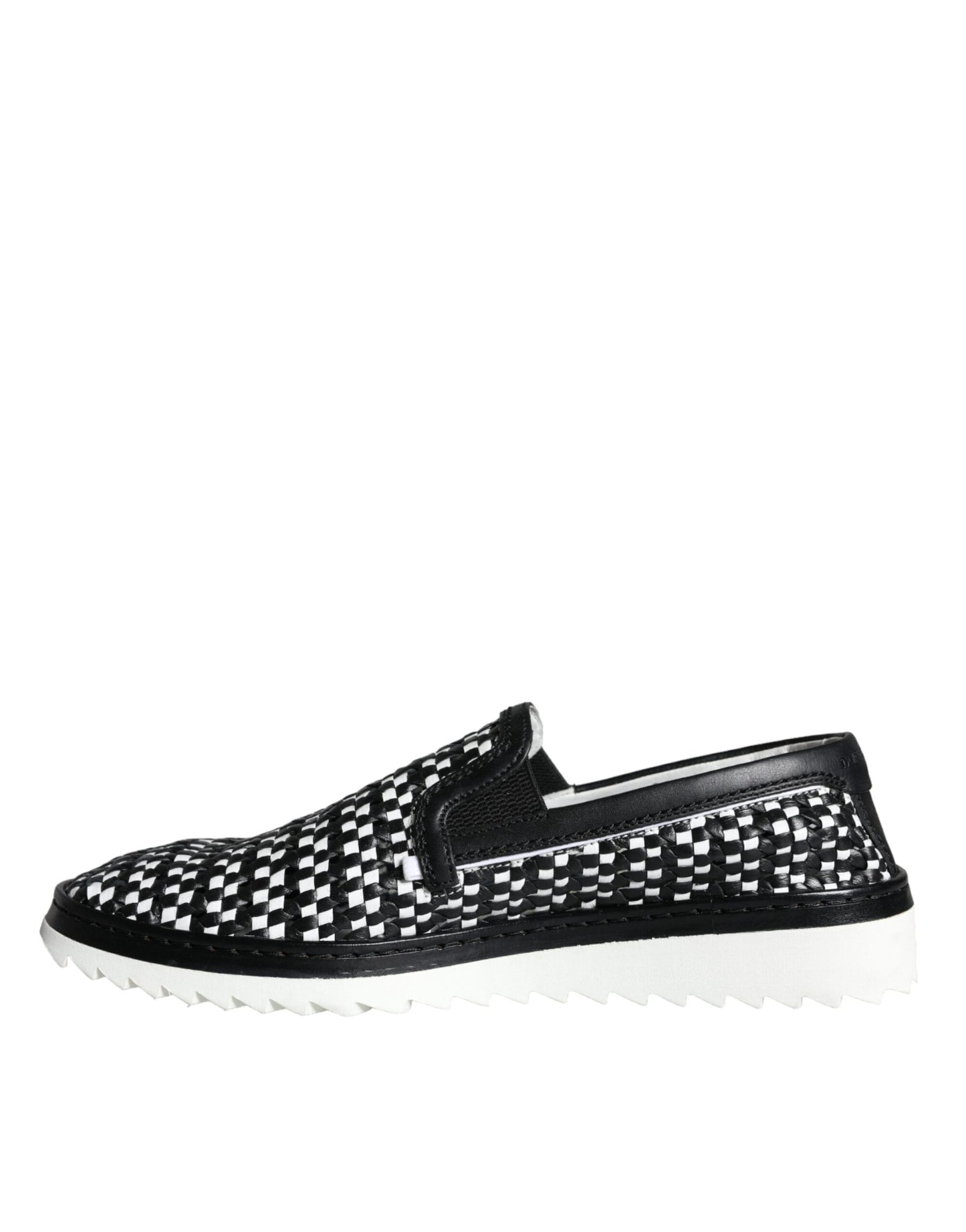 Dolce & Gabbana Black White Weaved Slip On Men Loafers Shoes Curated Luxury Accessories by Orvyn
