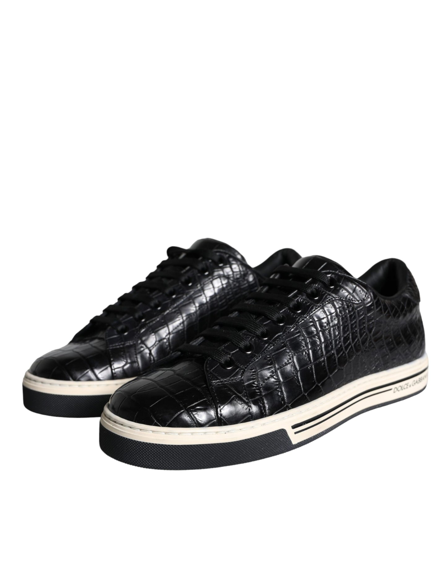 Dolce & Gabbana Black Leather Men Low Top Sneakers Shoes Curated Luxury Accessories by Orvyn
