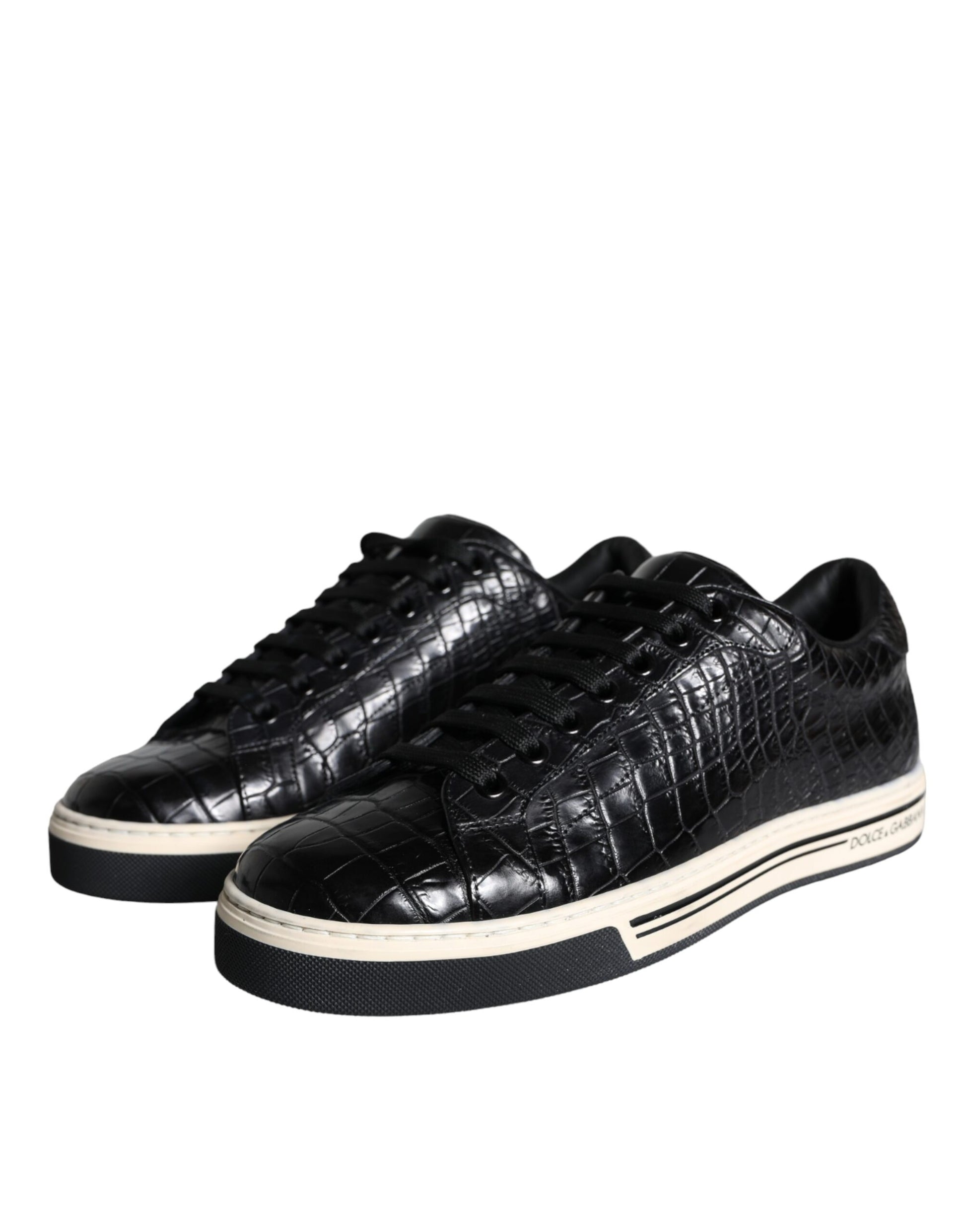 Dolce & Gabbana Black Leather Men Low Top Sneakers Shoes Curated Luxury Accessories by Orvyn