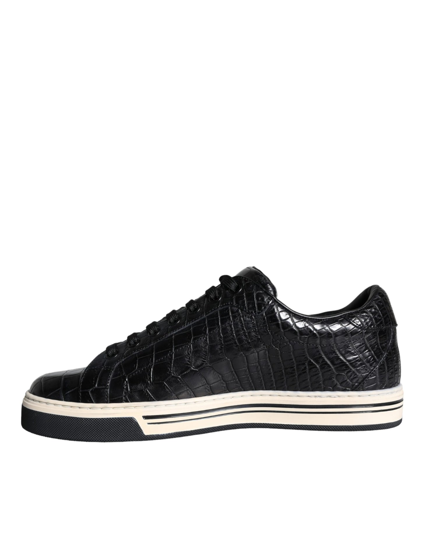 Dolce & Gabbana Black Leather Men Low Top Sneakers Shoes Curated Luxury Accessories by Orvyn