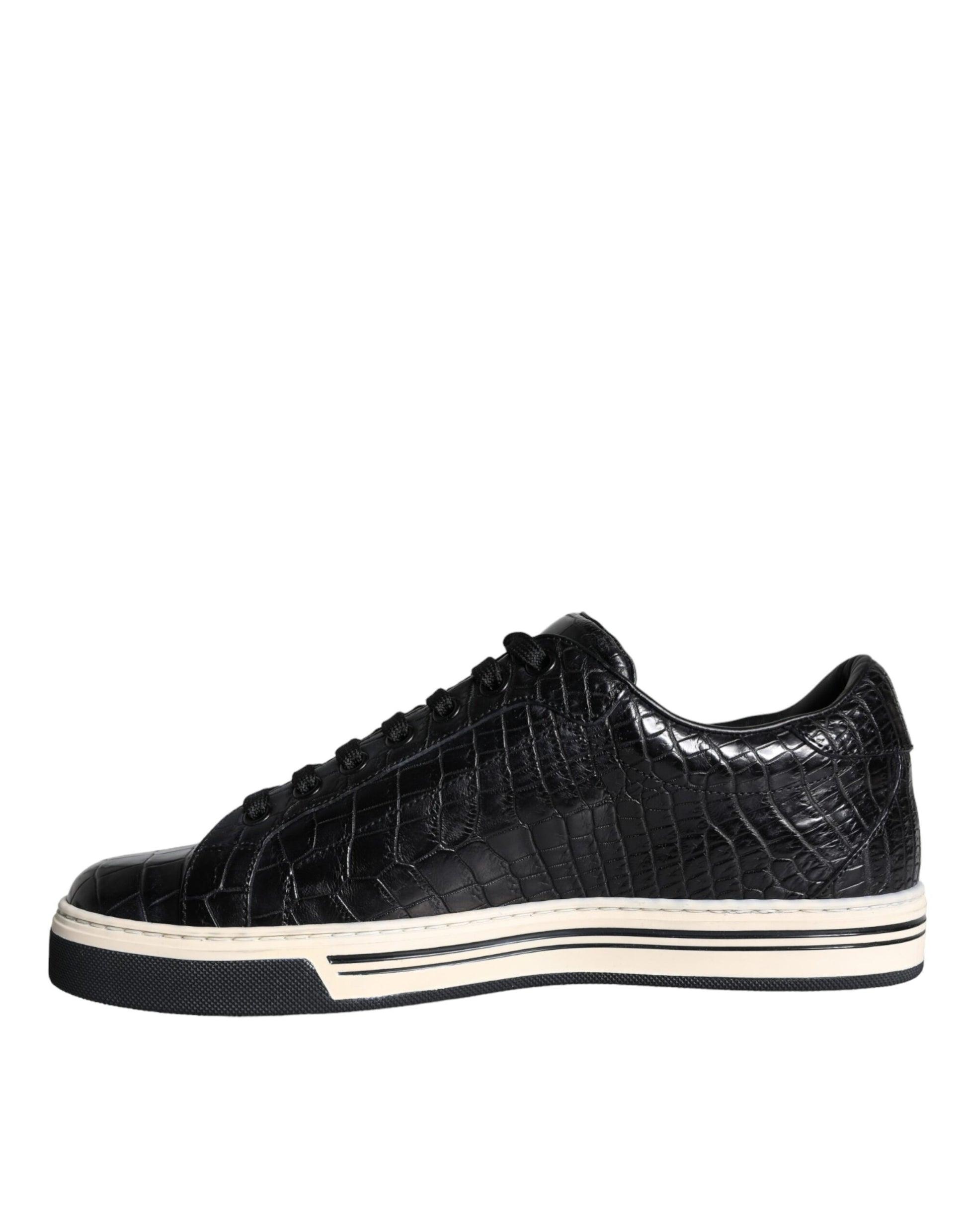 Dolce & Gabbana Black Leather Men Low Top Sneakers Shoes Curated Luxury Accessories by Orvyn