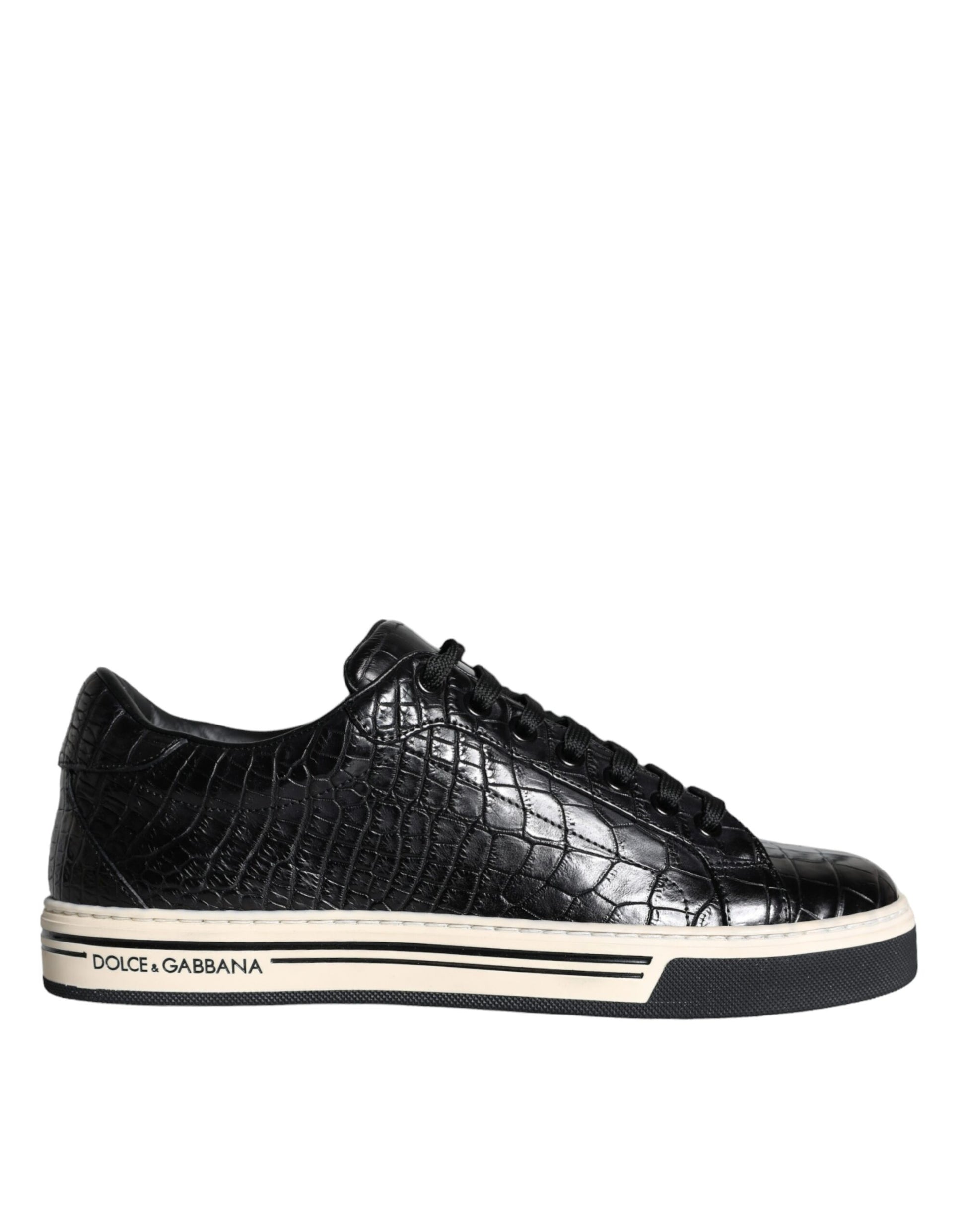 Dolce & Gabbana Black Leather Men Low Top Sneakers Shoes Curated Luxury Accessories by Orvyn