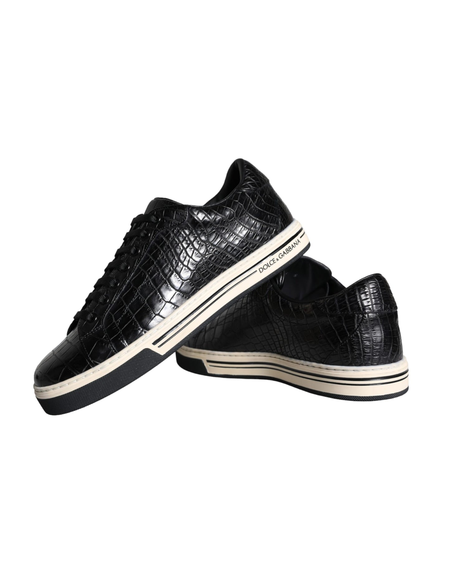 Dolce & Gabbana Black Leather Men Low Top Sneakers Shoes Curated Luxury Accessories by Orvyn