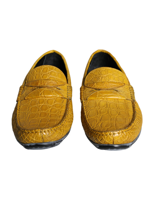 Dolce & Gabbana Yellow Leather Slip Mocassin Loafers Shoes Curated Luxury Accessories by Orvyn