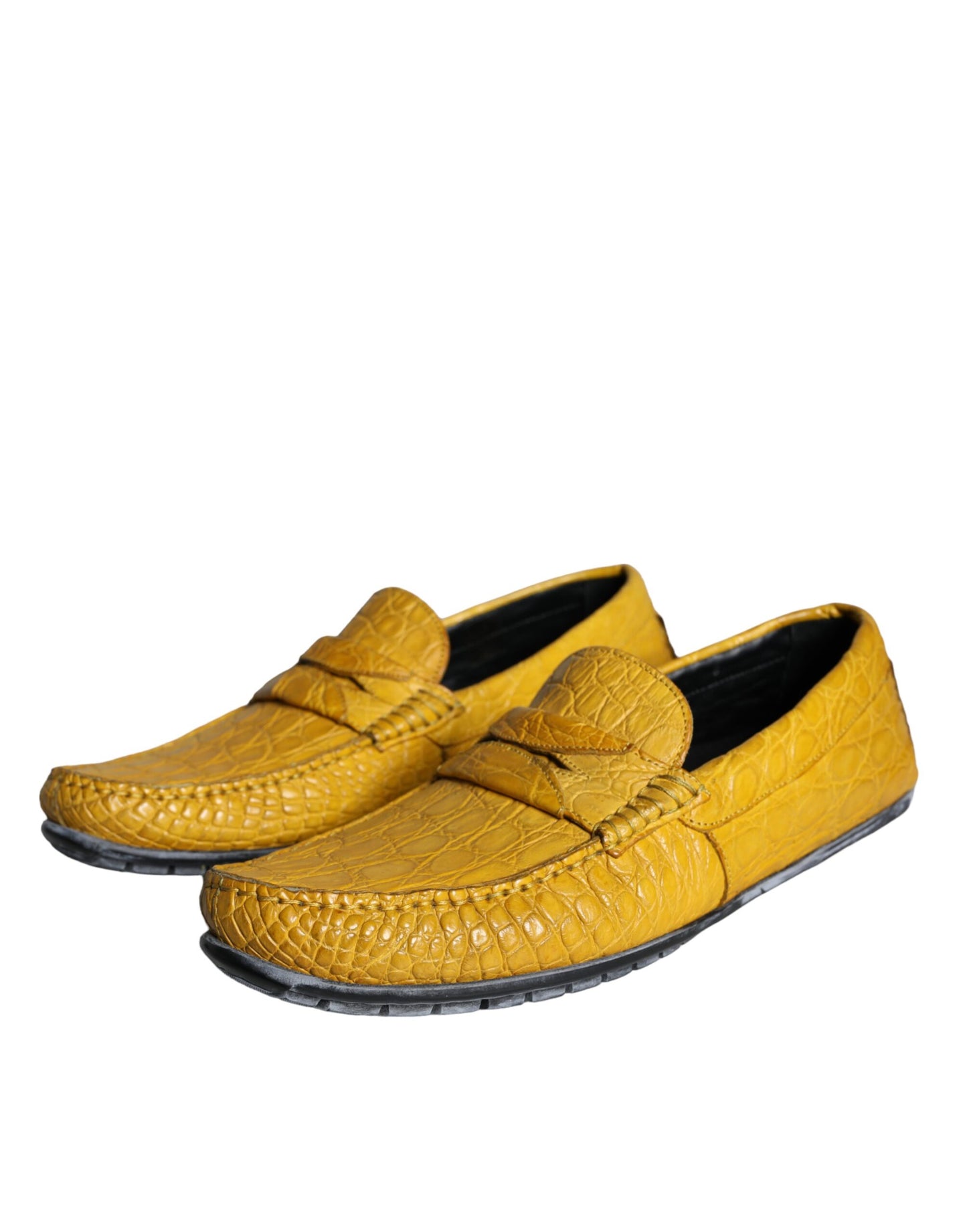 Dolce & Gabbana Yellow Leather Slip Mocassin Loafers Shoes Curated Luxury Accessories by Orvyn