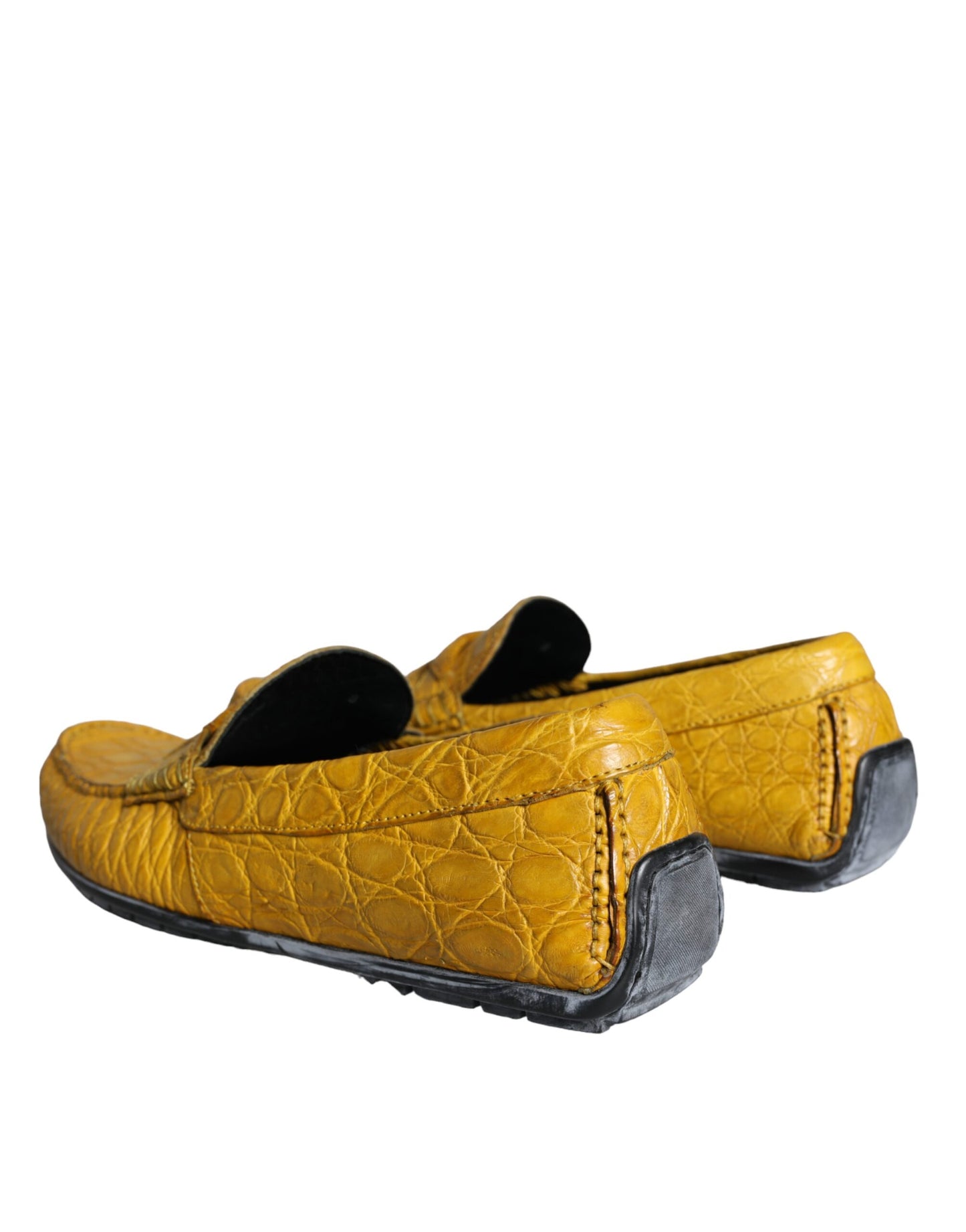 Dolce & Gabbana Yellow Leather Slip Mocassin Loafers Shoes Curated Luxury Accessories by Orvyn