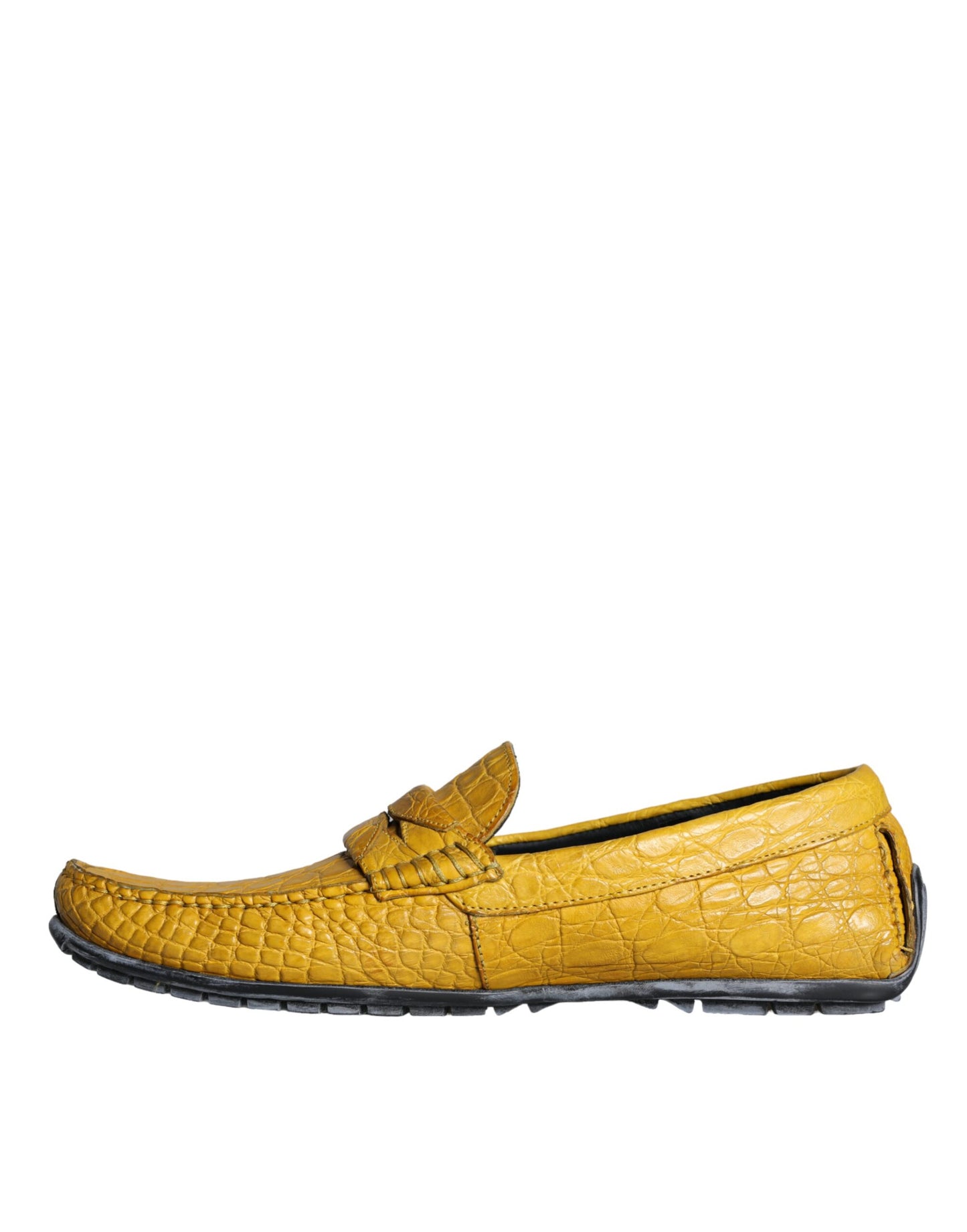 Dolce & Gabbana Yellow Leather Slip Mocassin Loafers Shoes Curated Luxury Accessories by Orvyn