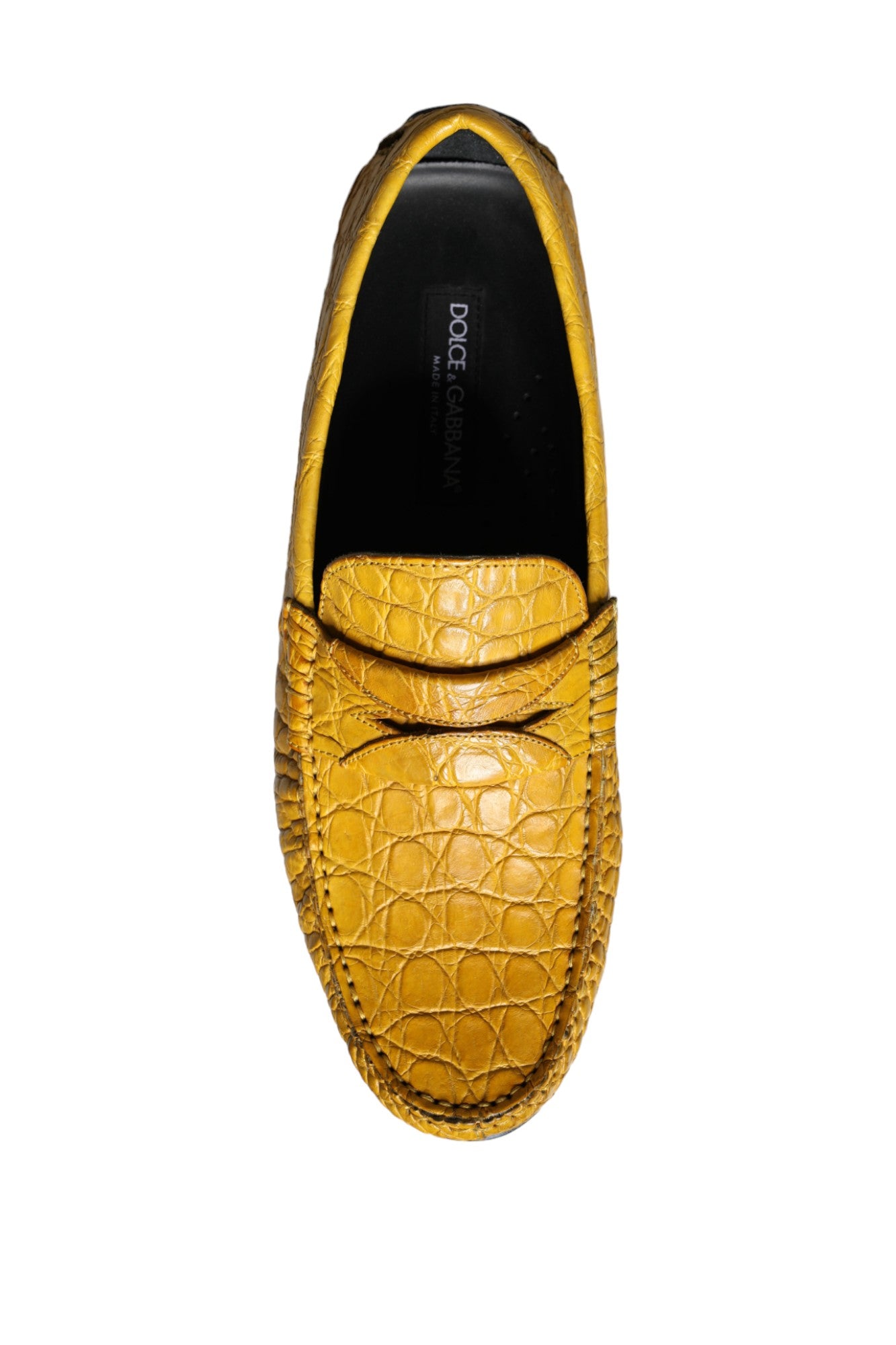 Dolce & Gabbana Yellow Leather Slip Mocassin Loafers Shoes Curated Luxury Accessories by Orvyn